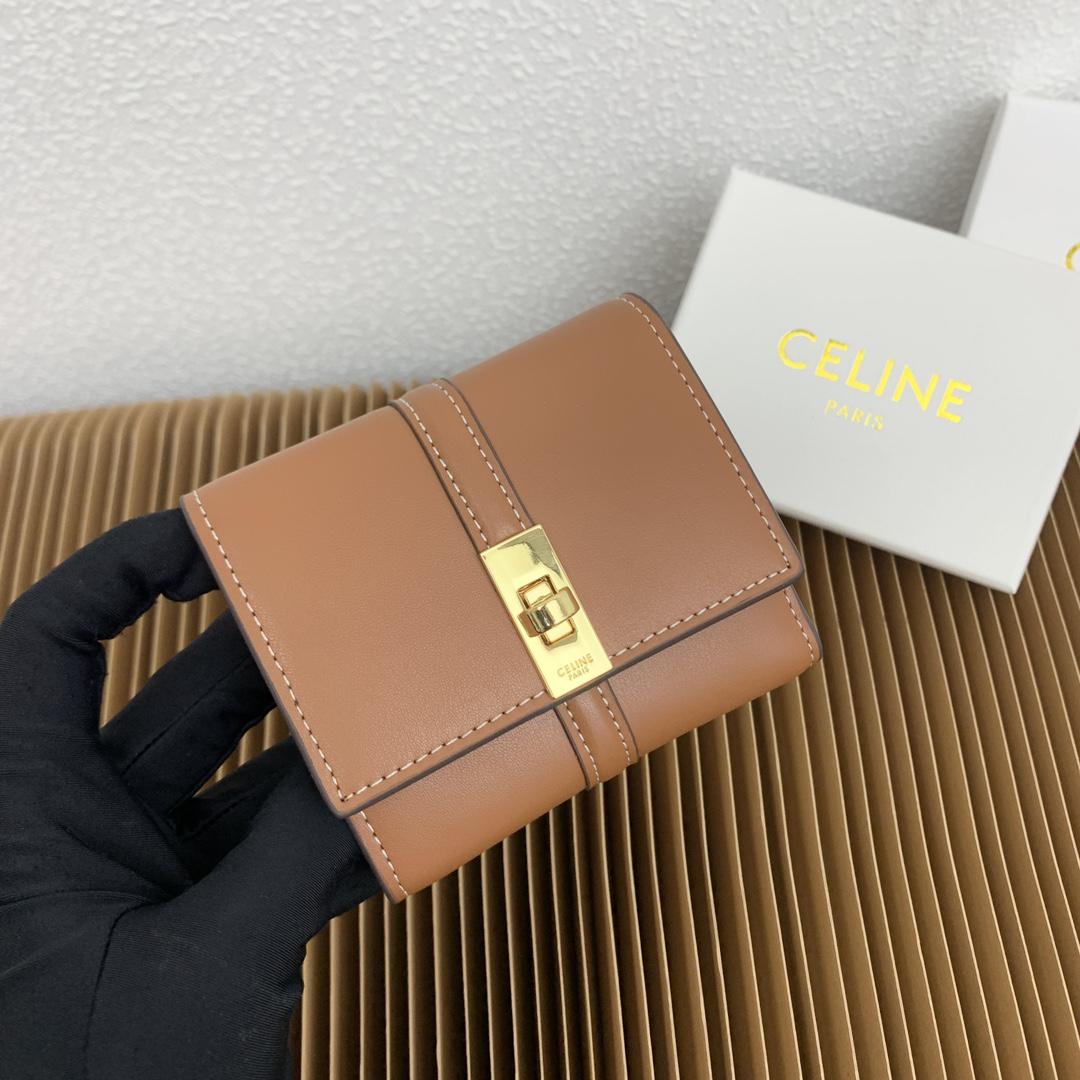 Celine Triomphe 16 Leather Tri-Fold Wallet - Image 2