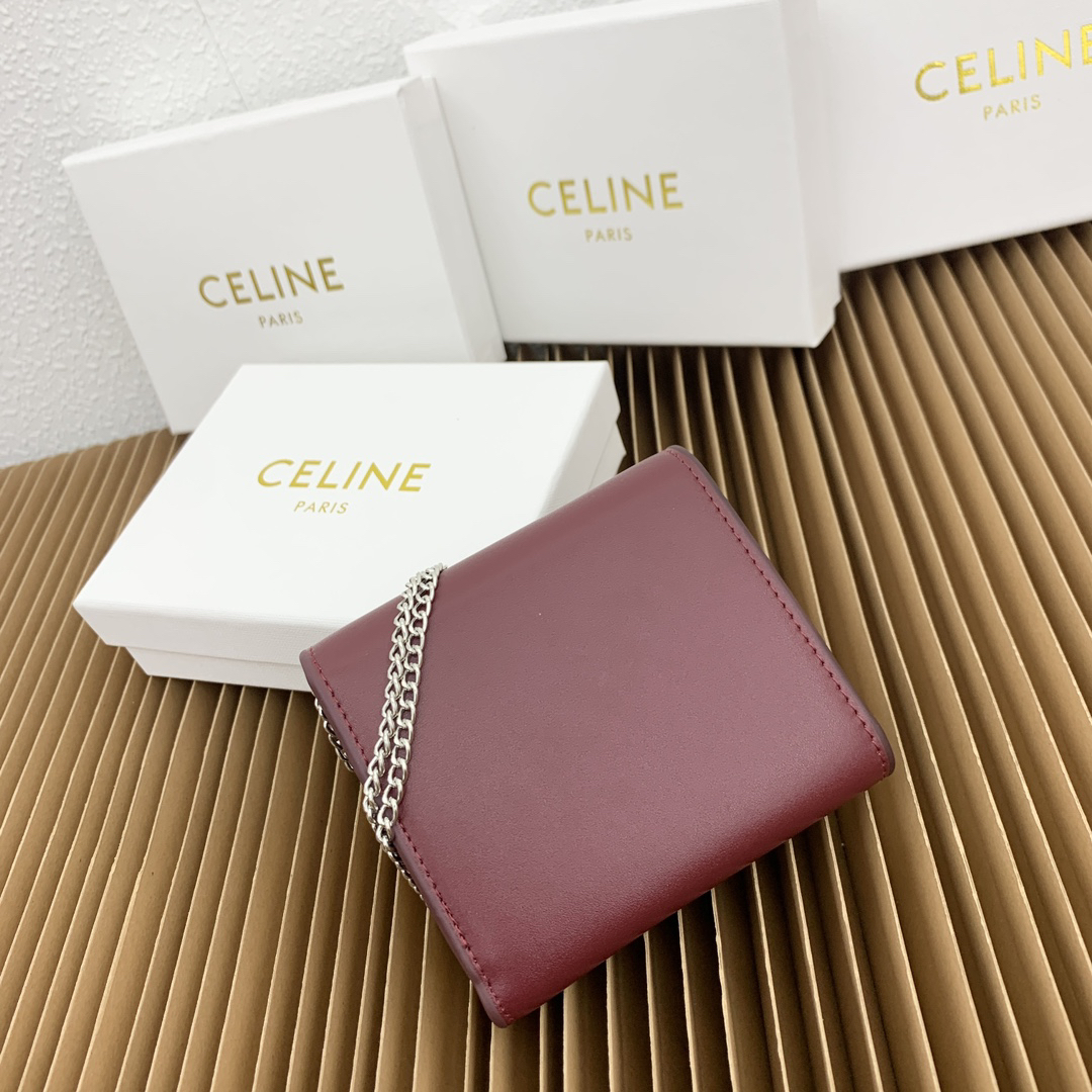CELINE Small Triomphe Leather Fold-Over Coin Purse - Image 2