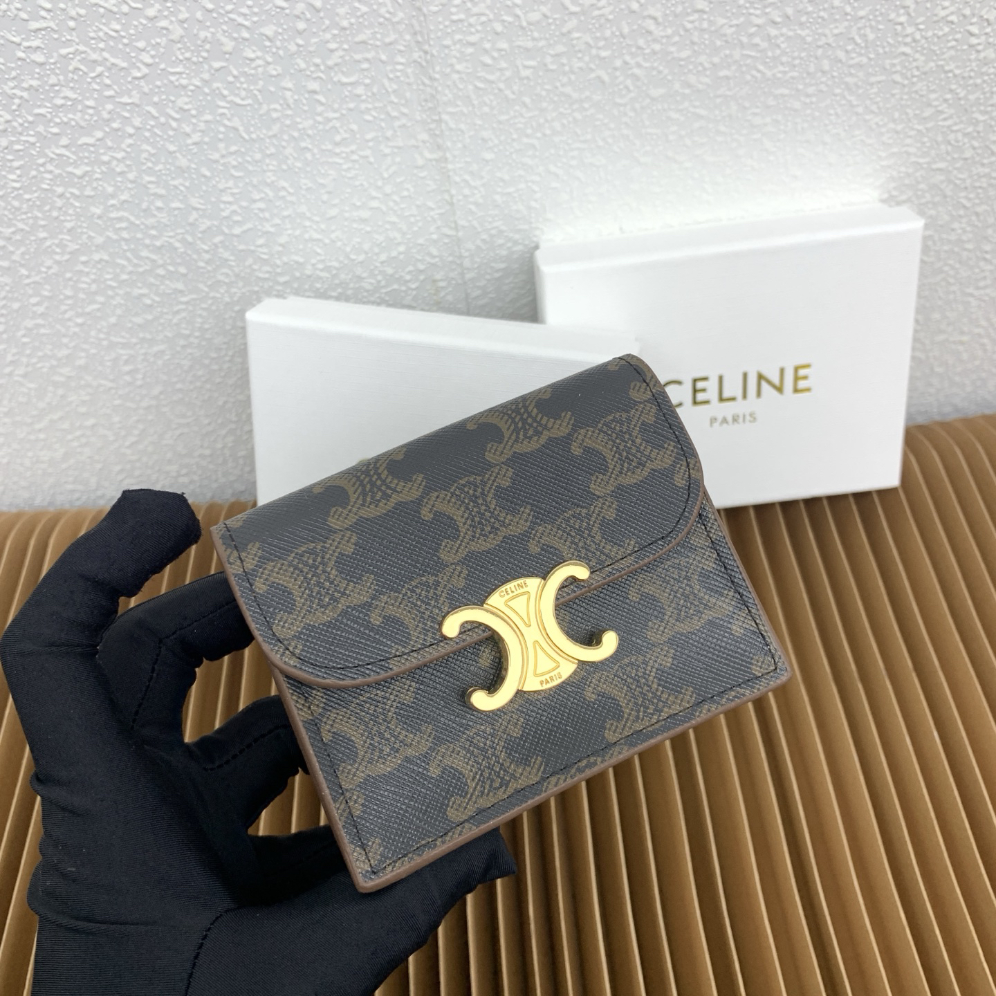 Celine Triomphe Leather Business Card Holder - Image 2