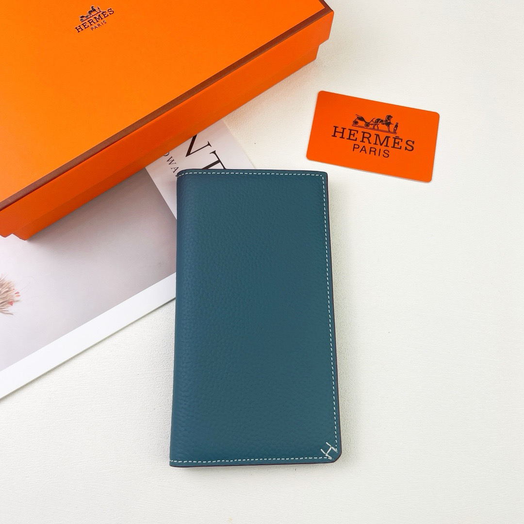 Hermès Evercolor Calfskin Long Wallet with Contrasting Saddle Stitching - Image 2