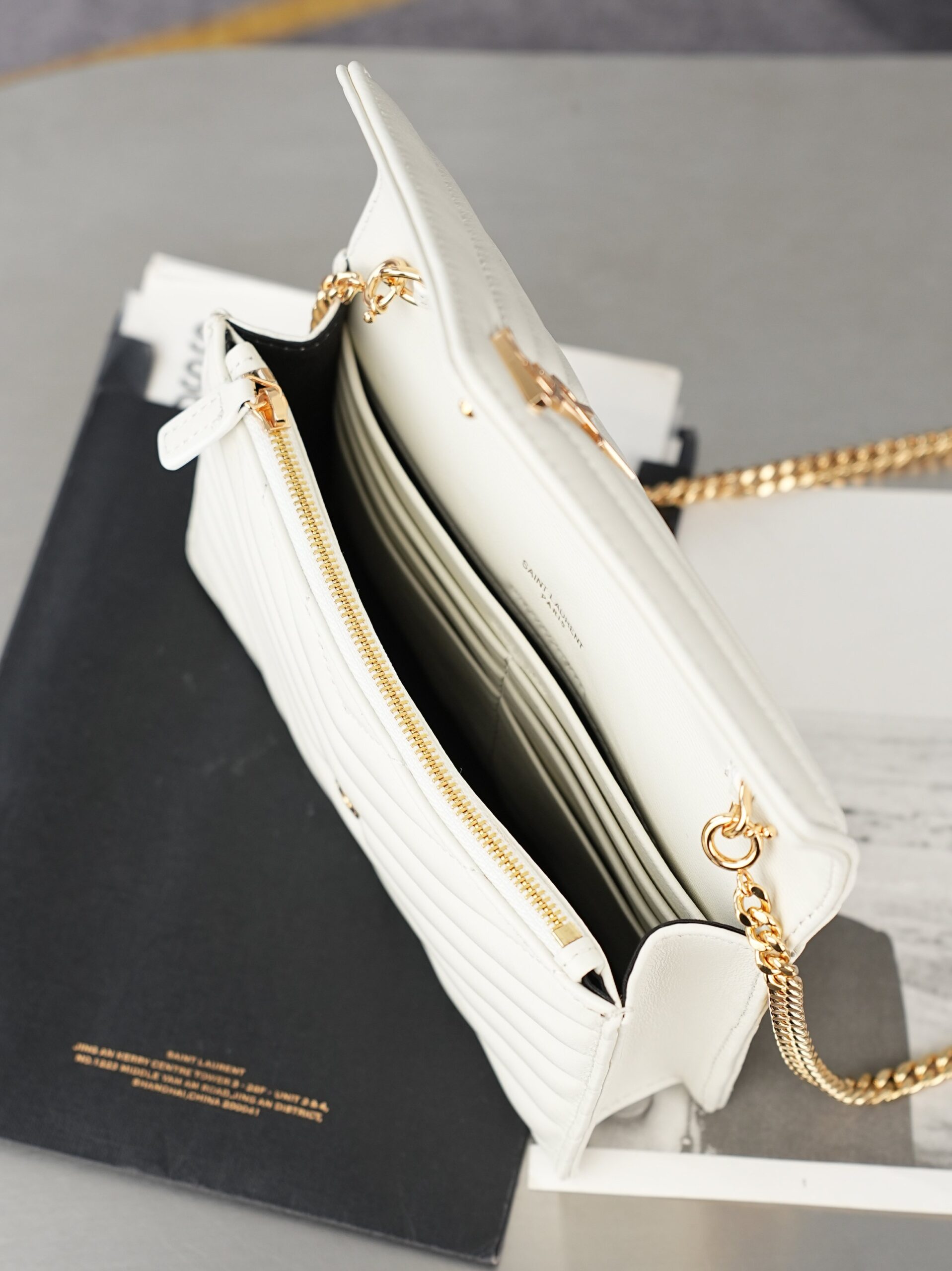 White Lambskin Small Envelope Clutch Bag - Image 11