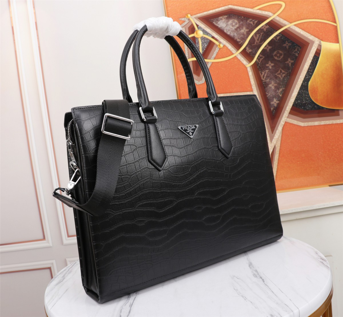 Prada Leather Briefcase - Image 3