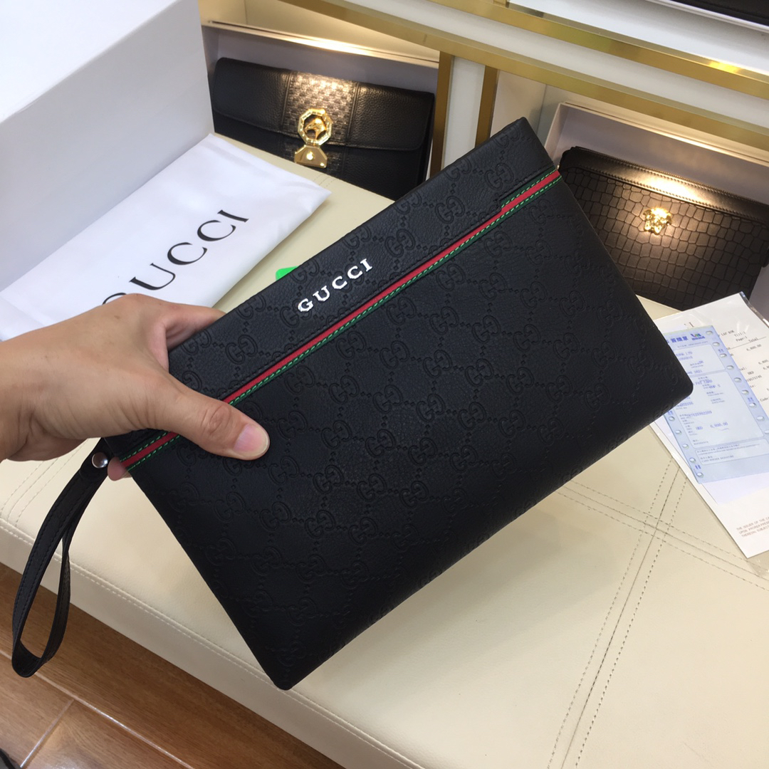 Gucci Men's Leather Clutch Bag, Model 66483-4, Tan - Image 3
