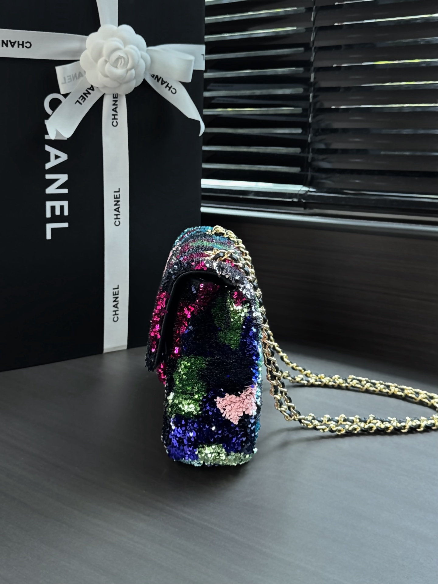 Chanel Classic Flap Sequin Beaded SO BLACK Evening Bag - Image 3