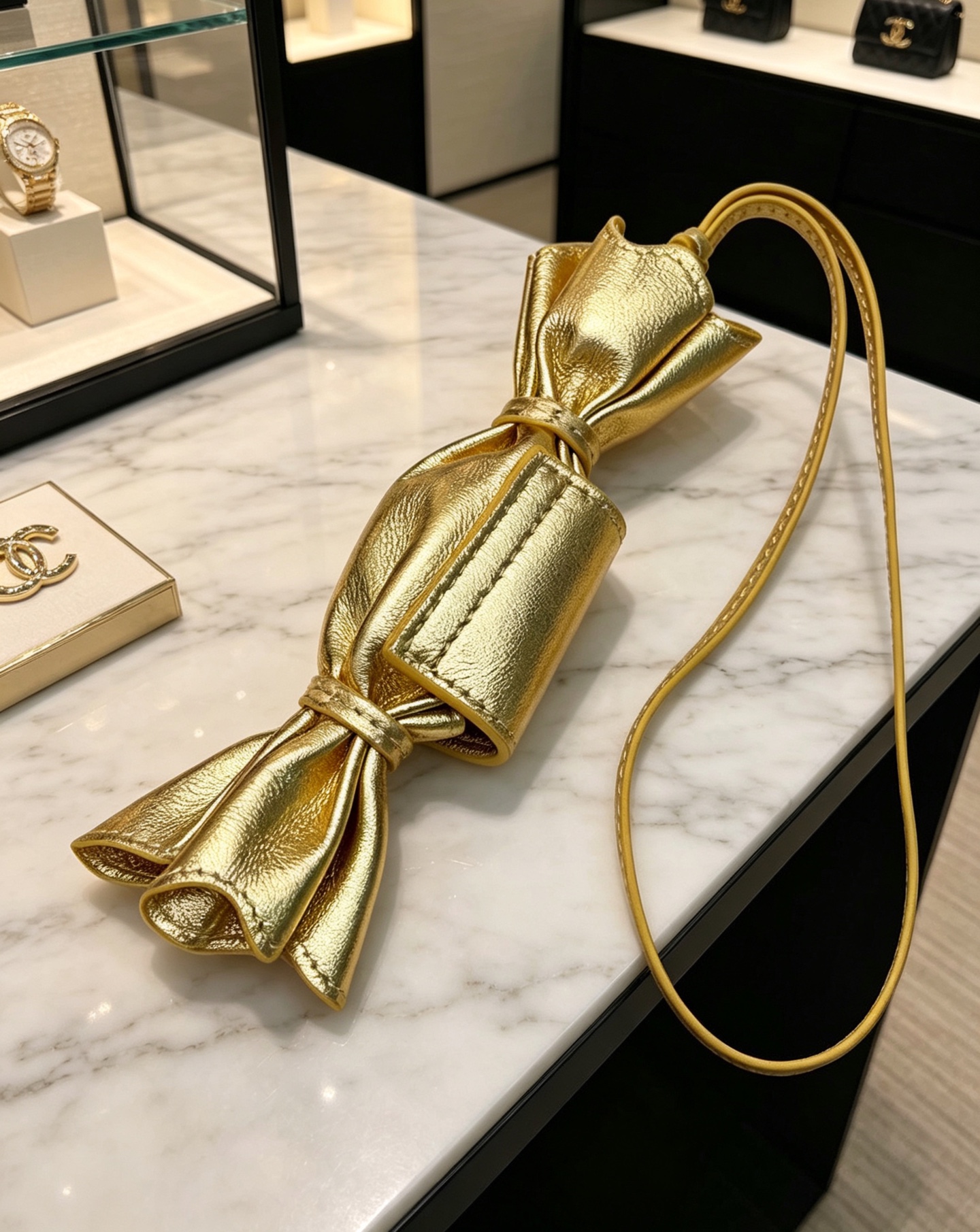 Chanel Gold-Tone Candy Charm Key Holder in Vintage Red Lambskin - Image 3
