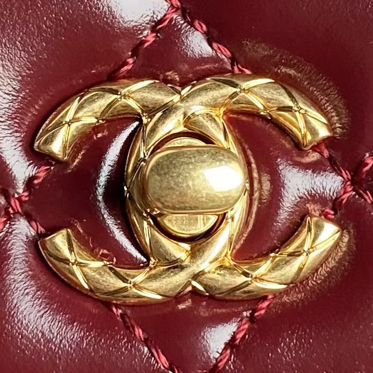 Chanel 24A Classic Coco Handle Leather Handbag, Burgundy - Image 3