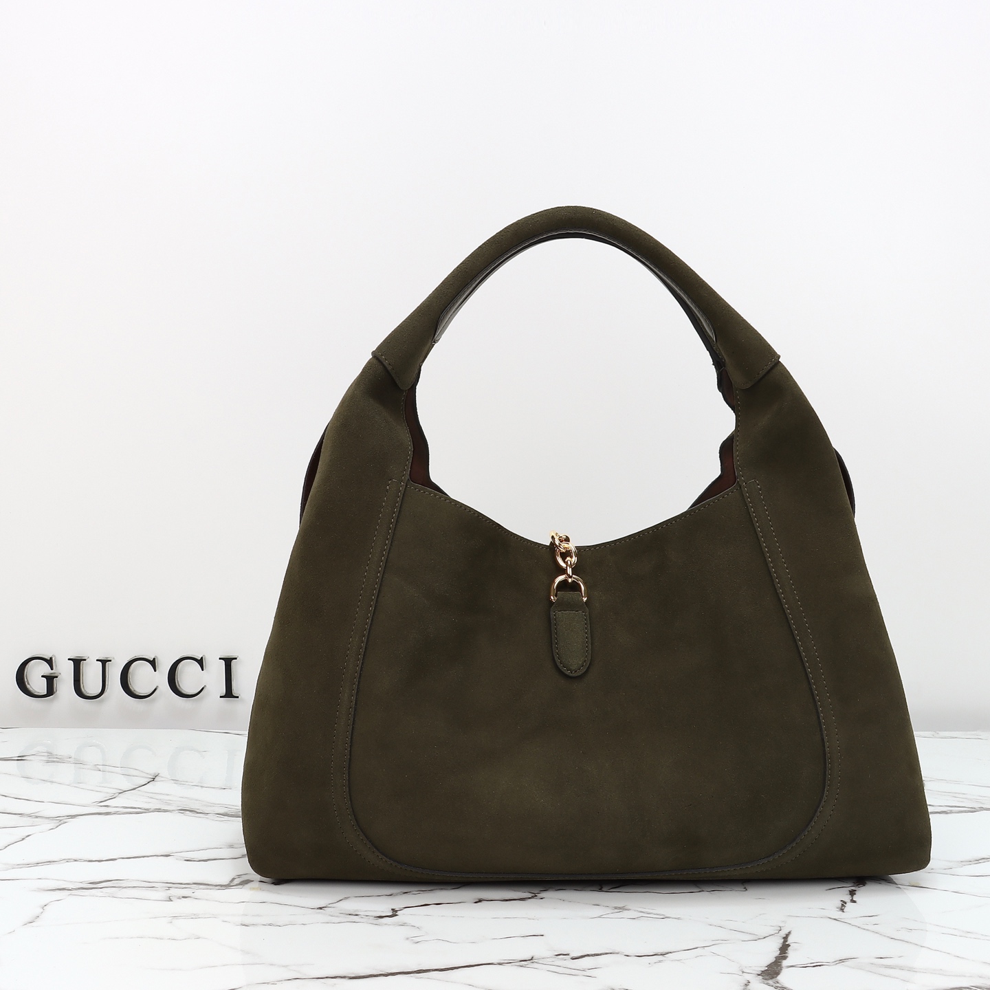 Gucci Model 837466 Forest Green Suede Bag - Image 3