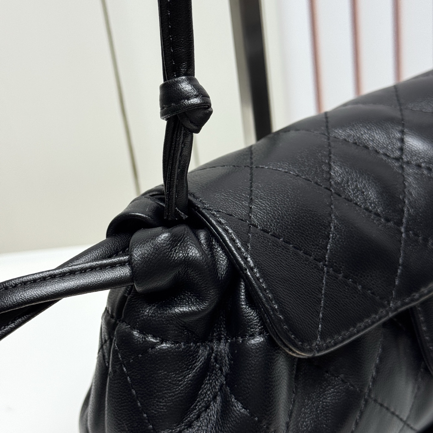Chanel Classic Black Quilted Leather Drawstring Crossbody Bag - Image 3