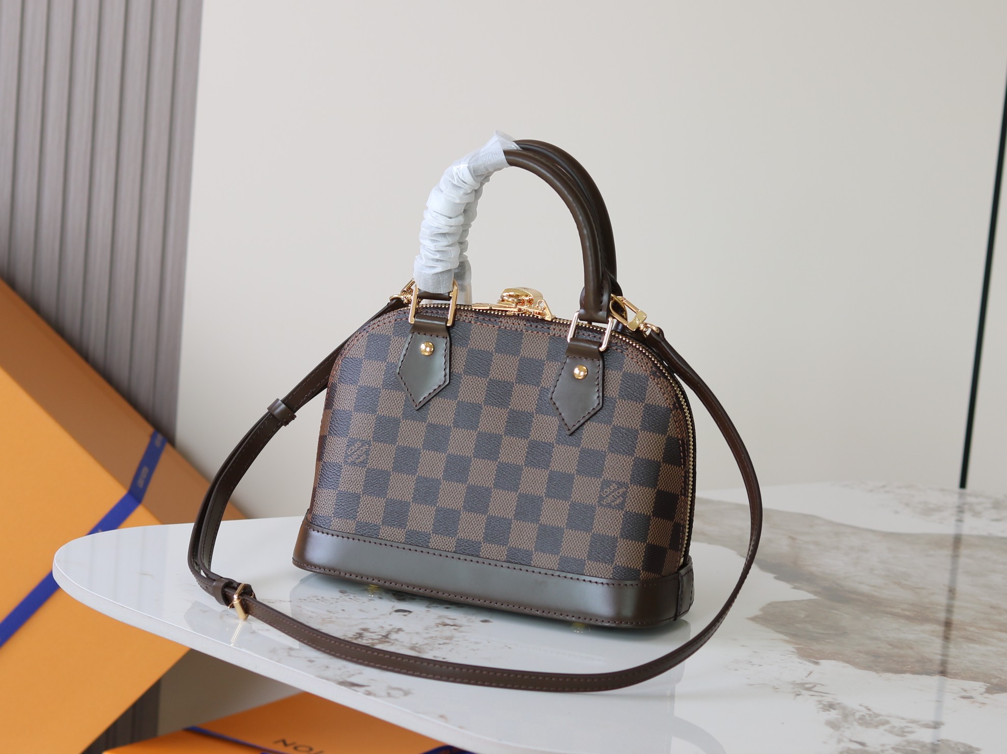 Louis Vuitton Alma BB Crossbody Bag in Damier Ebene Canvas - Image 3