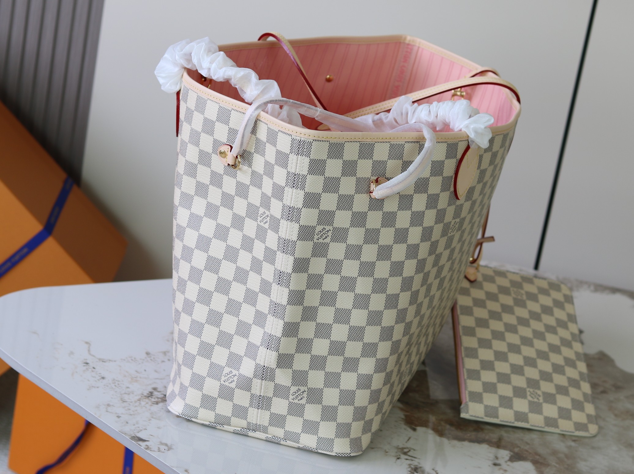 Louis Vuitton Neverfull Large Tote Bag in Damier Azur Canvas - Image 3
