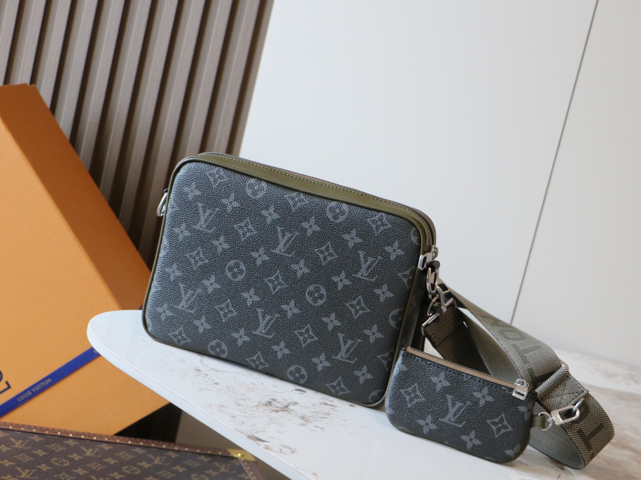 Louis Vuitton Trio Messenger Crossbody Bag in Monogram Eclipse Canvas - Image 3