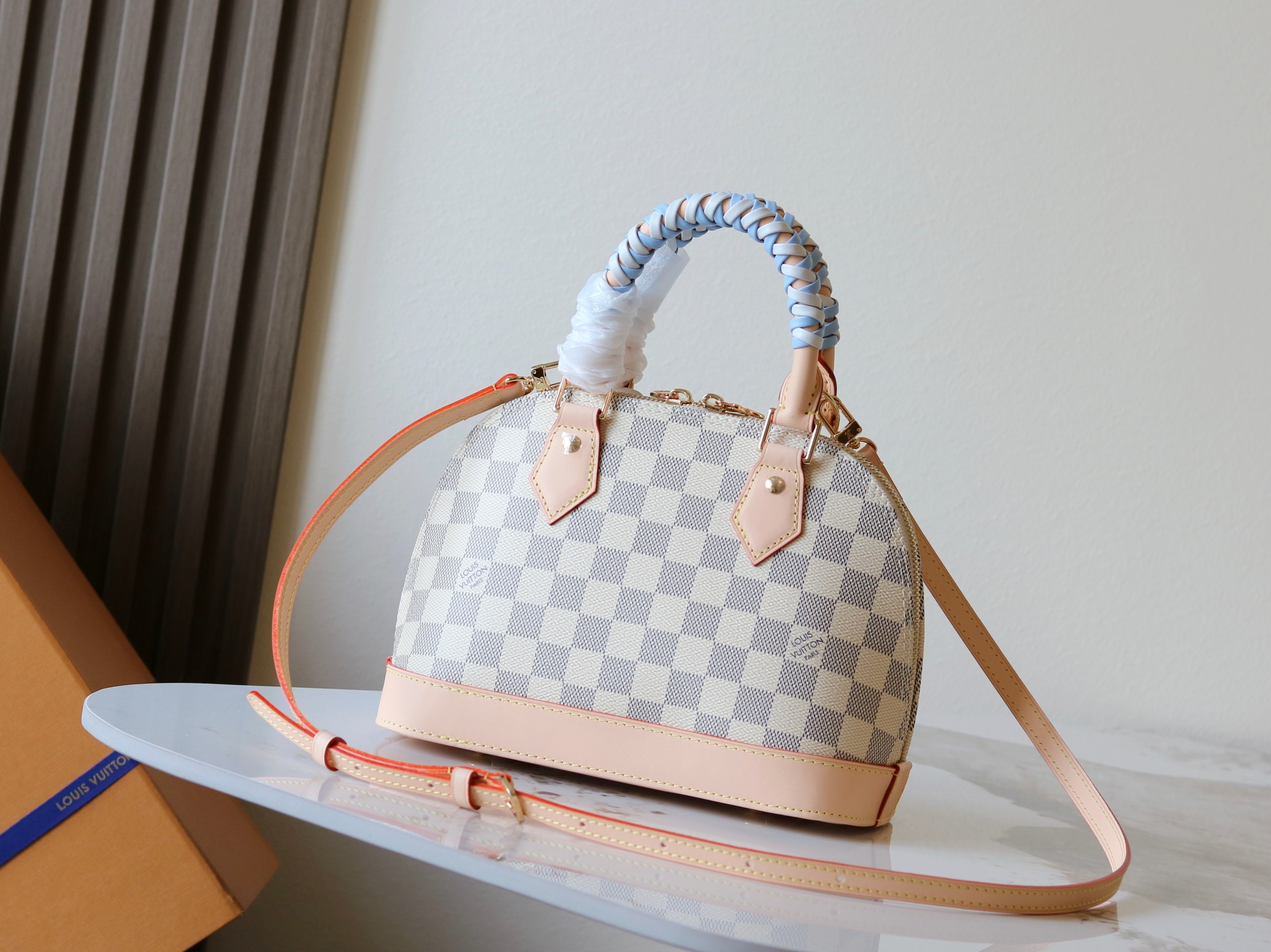 Louis Vuitton Alma BB Handbag in Damier Azur Canvas - Image 3