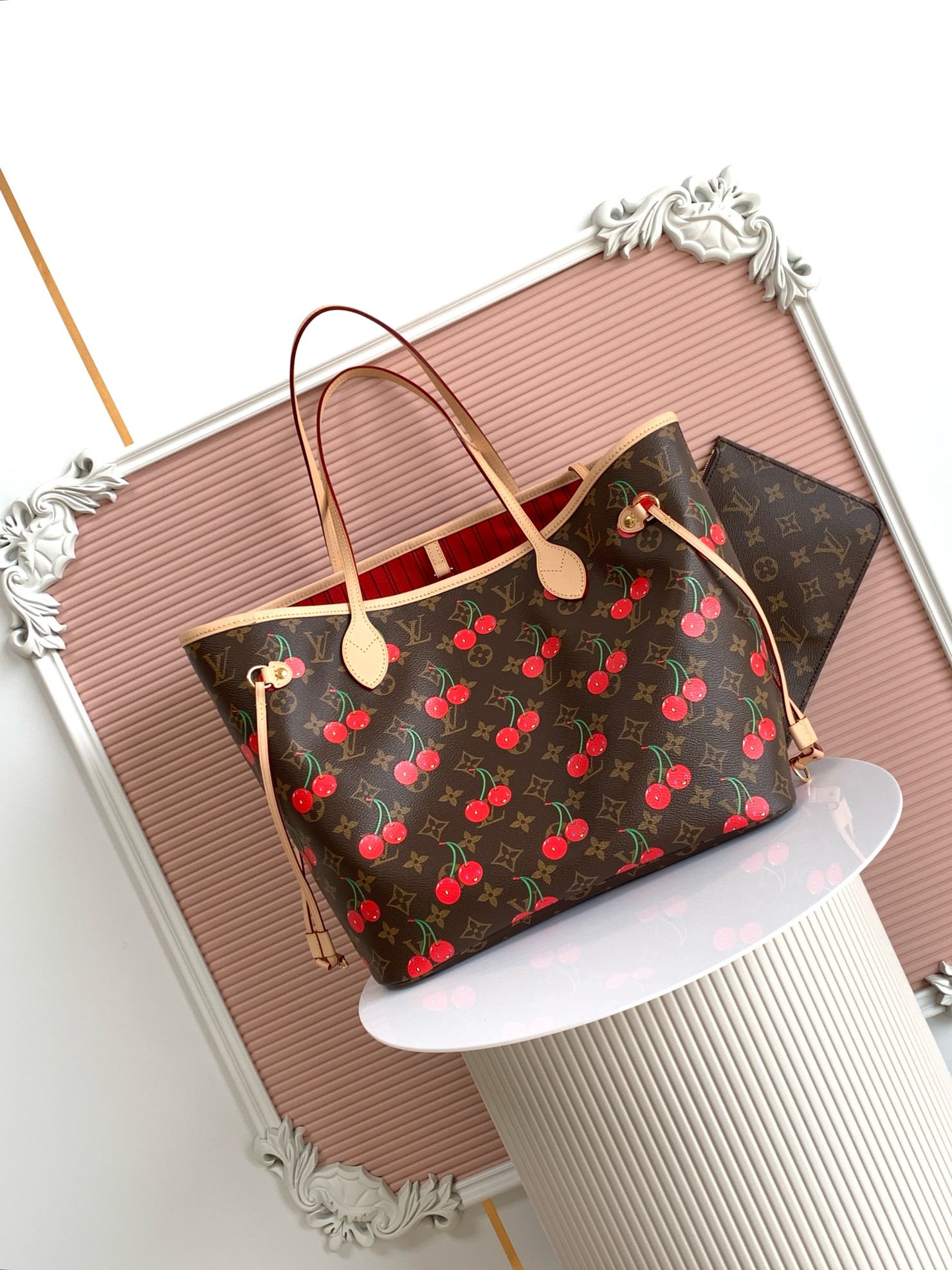 Louis Vuitton Neverfull MM Cherry Monogram Tote Bag - Image 3
