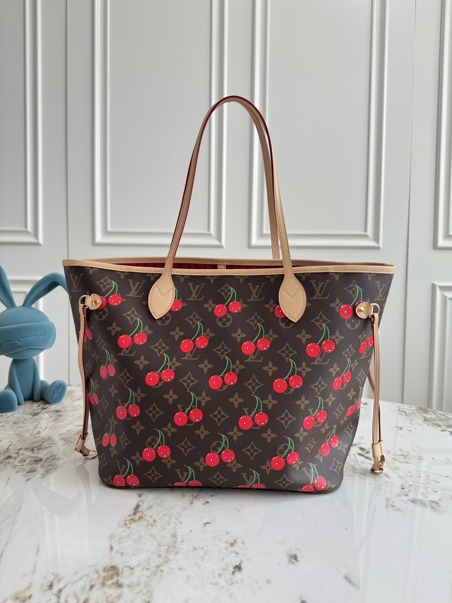 Louis Vuitton Neverfull MM Cherry Shopping Tote - Image 3