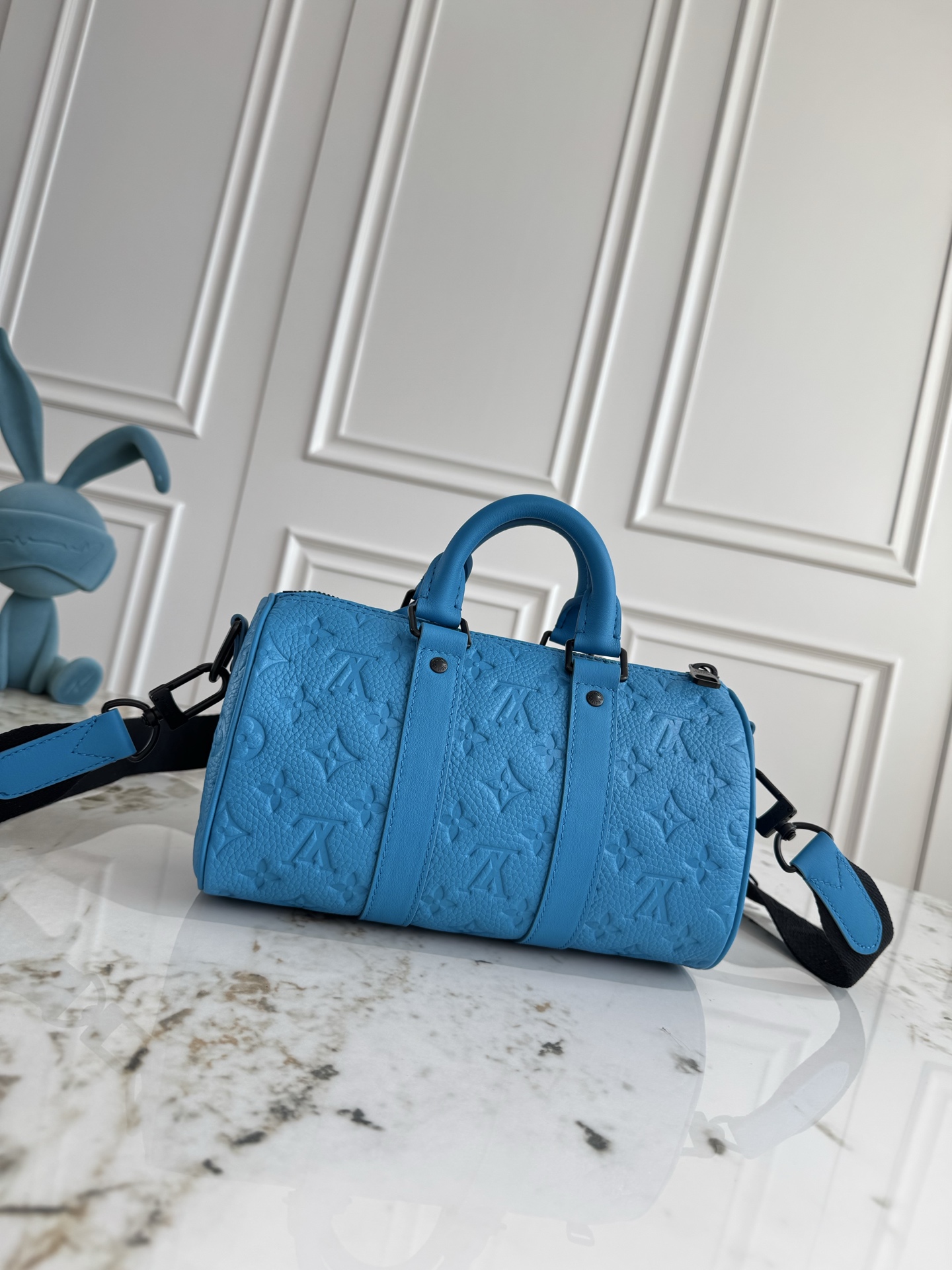 Keepall Mini Travel Bag in Blue Taurillon Monogram Leather - Image 3