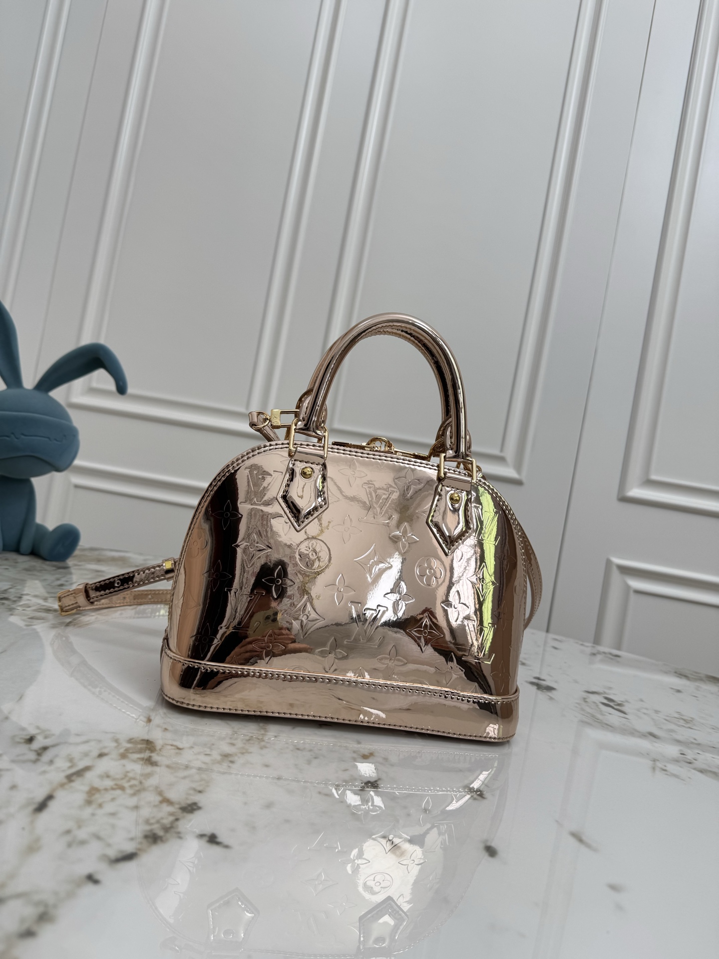 Louis Vuitton Alma BB Handbag in Copper Monogram Miroir Canvas - Image 3