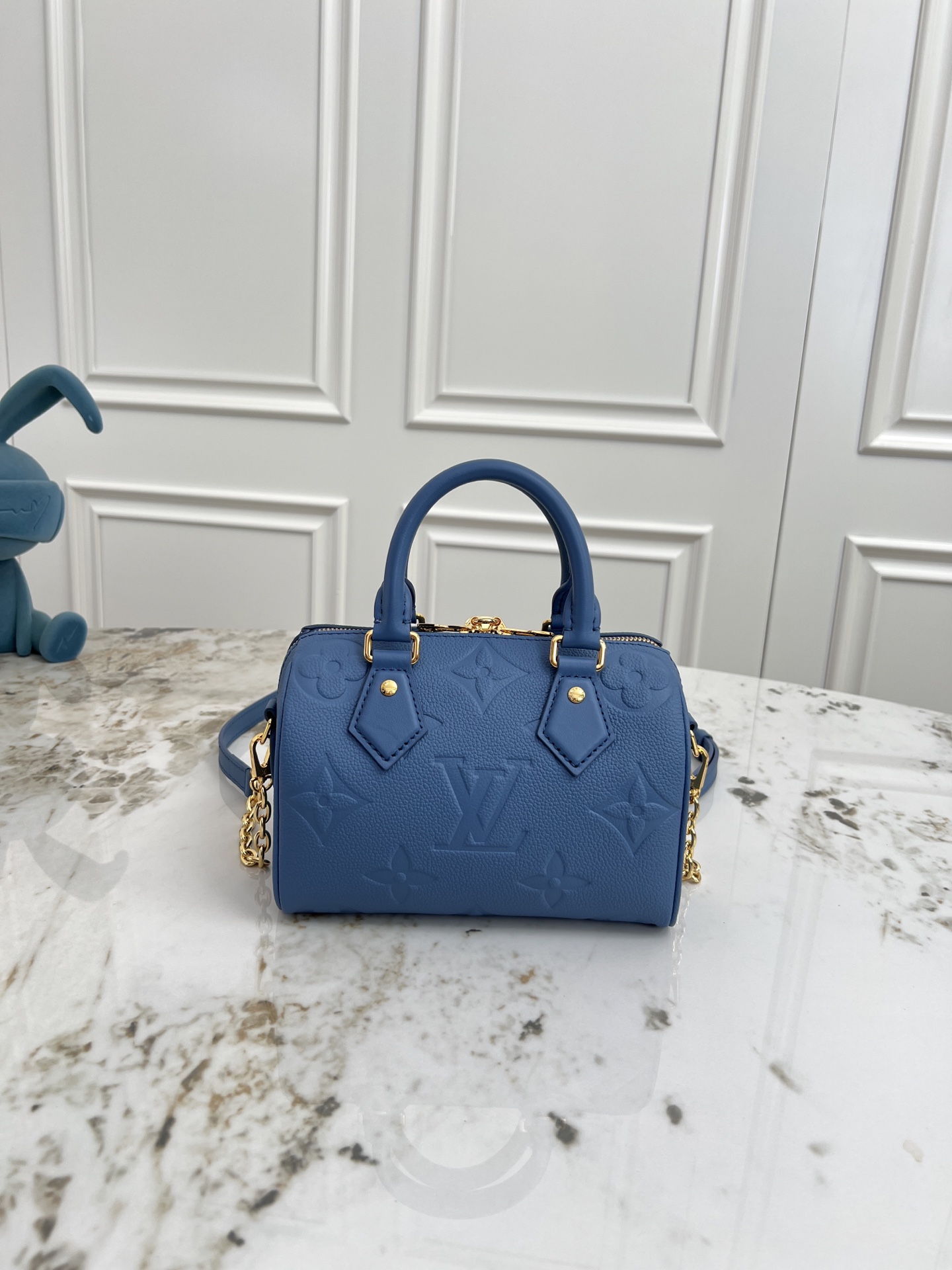 Louis Vuitton Speedy Bandoulière 20 Handbag in Blue Monogram Empreinte Leather - Image 3