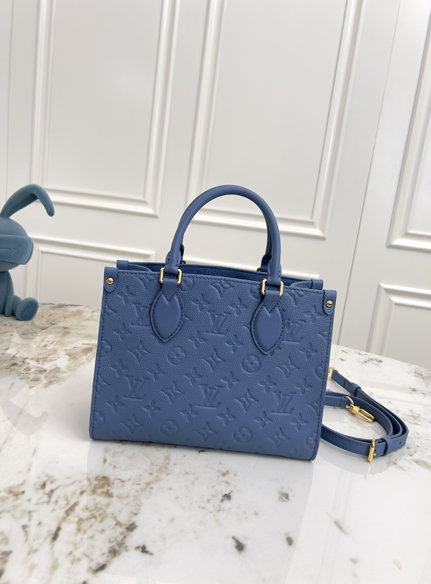 Louis Vuitton OnTheGo Mini Handbag in Blue Monogram Empreinte Leather - Image 3