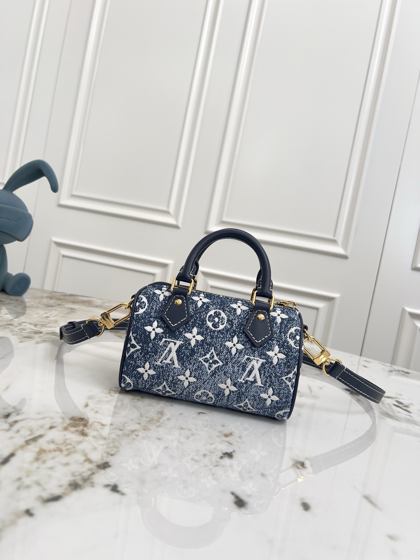 Louis Vuitton Nano Speedy Denim Handbag - Image 3