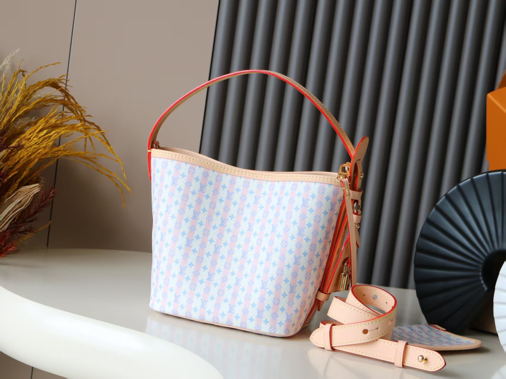 Louis Vuitton All In BB Bucket Handbag M29115 in Pink Striped Monogram Canvas - Image 3