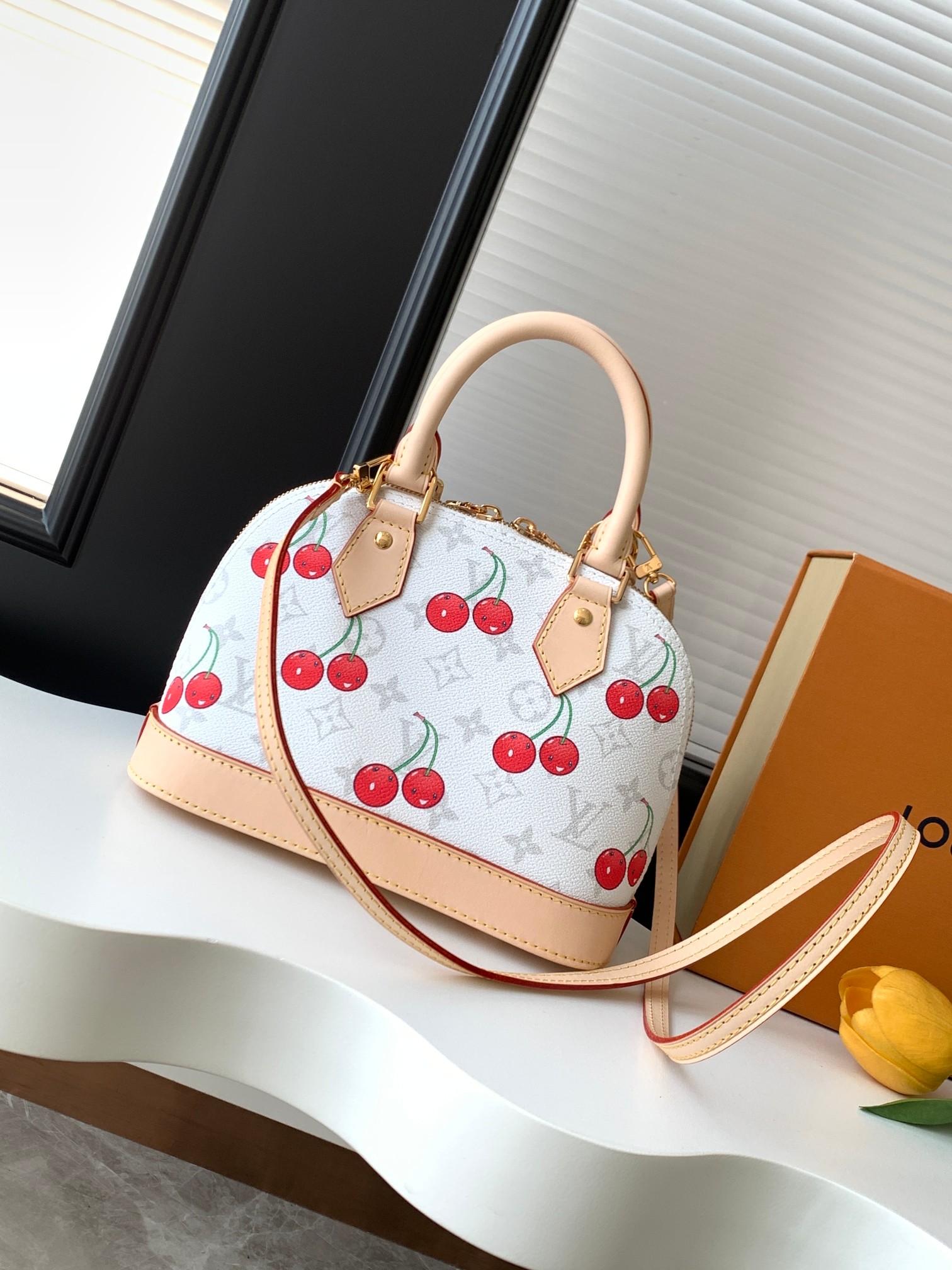 Louis Vuitton Alma BB Handbag, Louis Vuitton x Murakami Cherry Collection, M14234 - Image 3