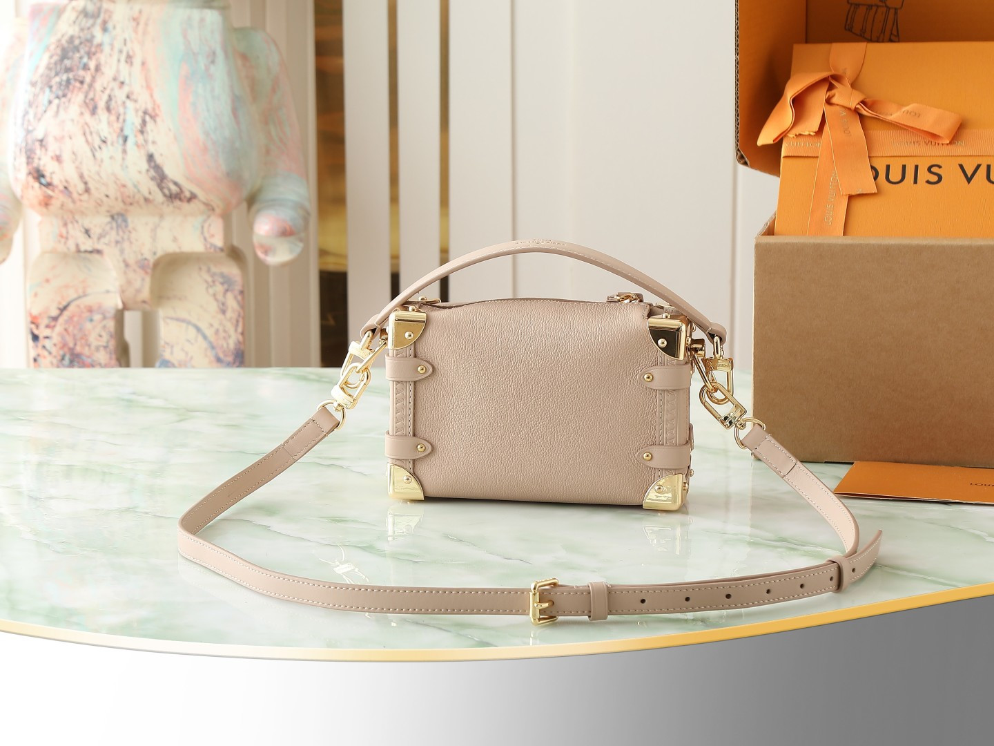 Louis Vuitton Side Trunk PM Small Crossbody Bag in Beige Leather - Image 3