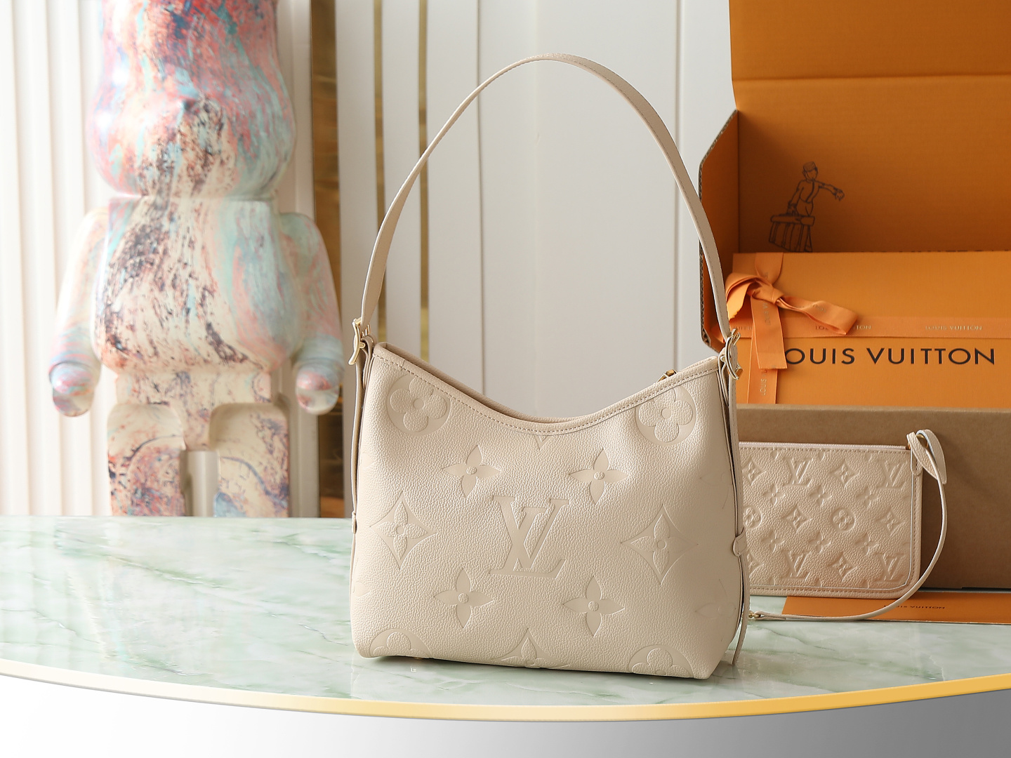 Louis Vuitton CarryAll Beige Leather Tote Bag - Image 3