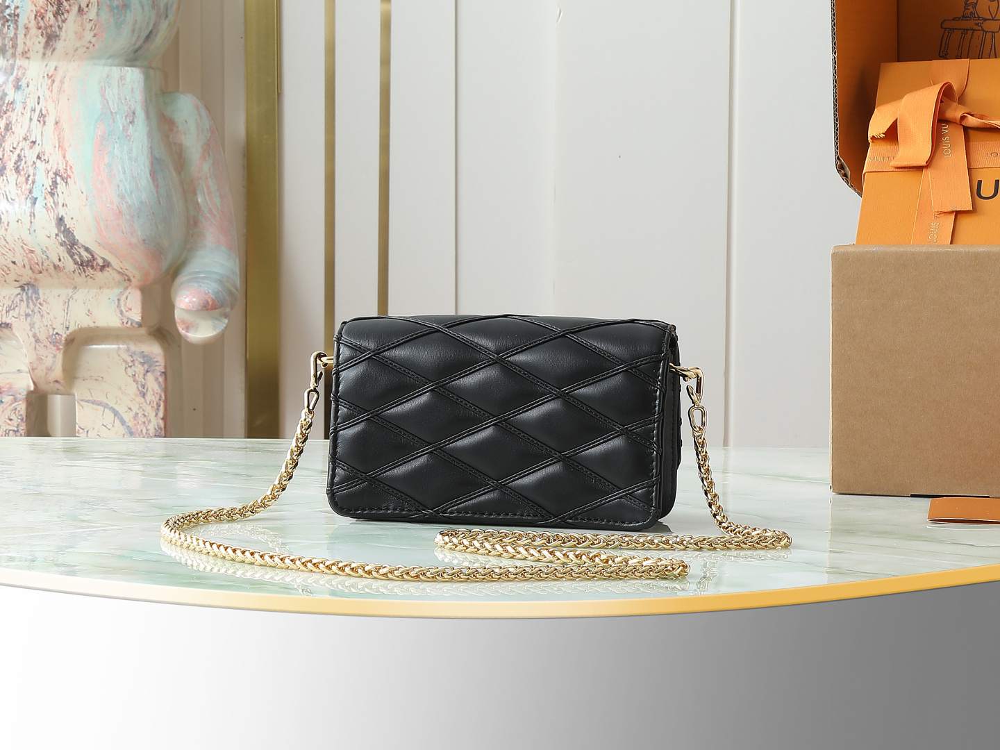 Louis Vuitton Wallet on Chain Go-14 M13139 Black Leather Crossbody Bag - Image 3