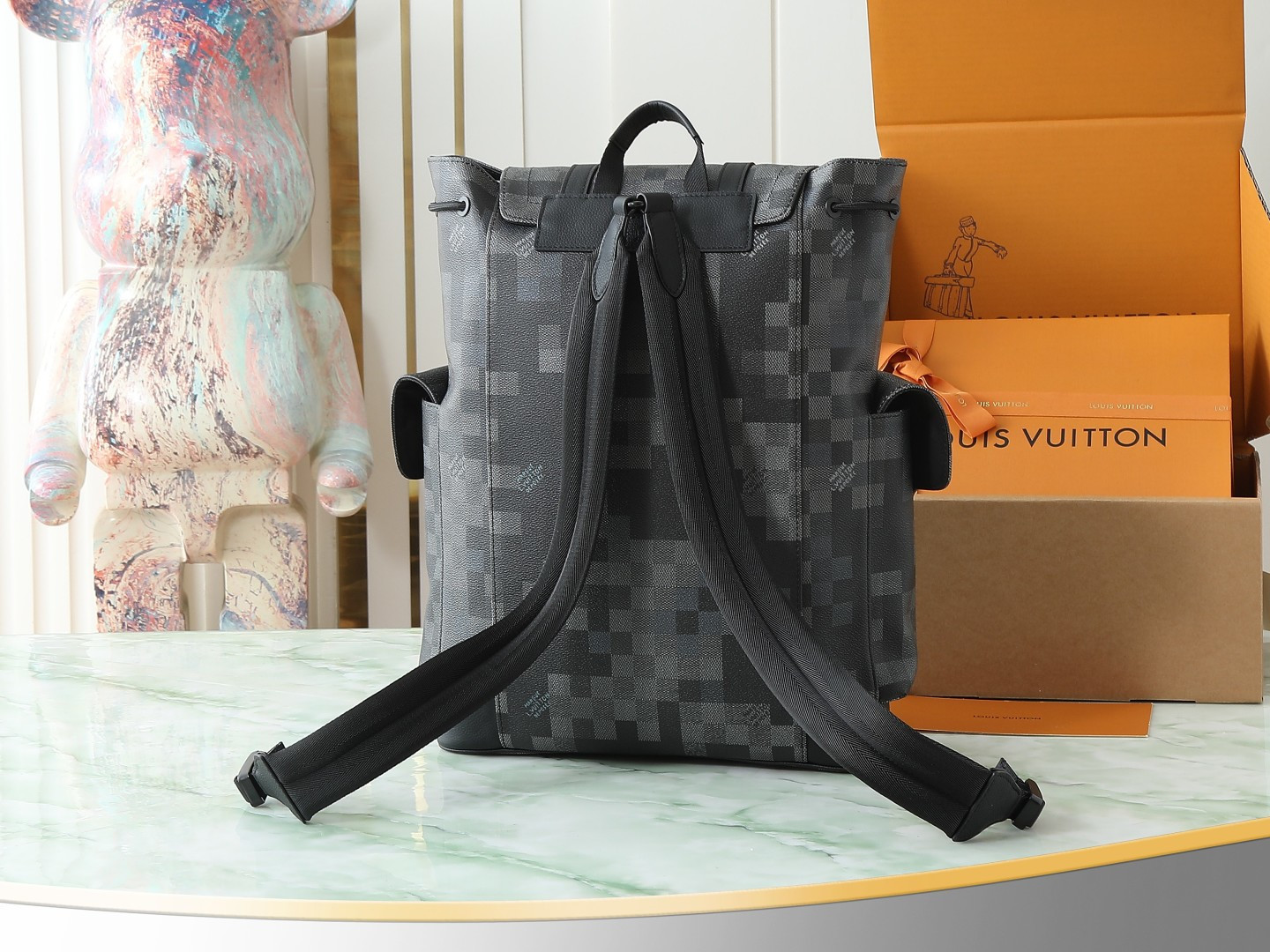 Louis Vuitton Christopher MM Backpack in Damoflage Black Canvas - Image 3