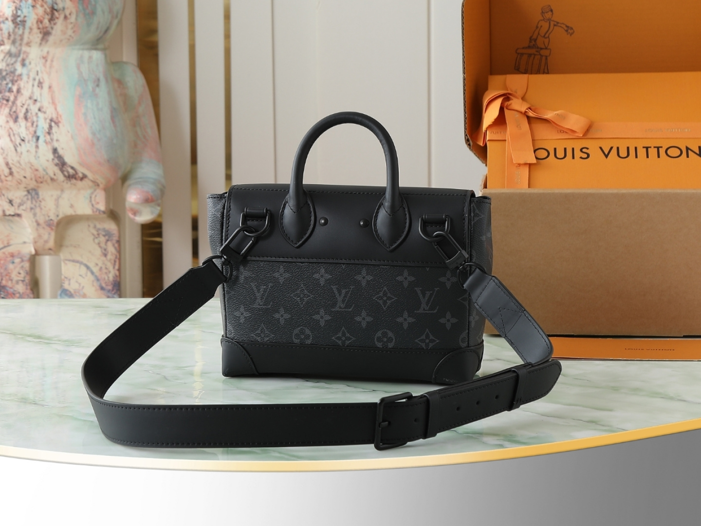 Louis Vuitton Steamer Small Crossbody Bag M46953 in Monogram Eclipse - Image 3