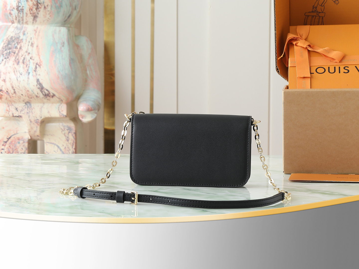 Louis Vuitton LV Bloom Wallet on Chain Bag in Black Leather - Image 3