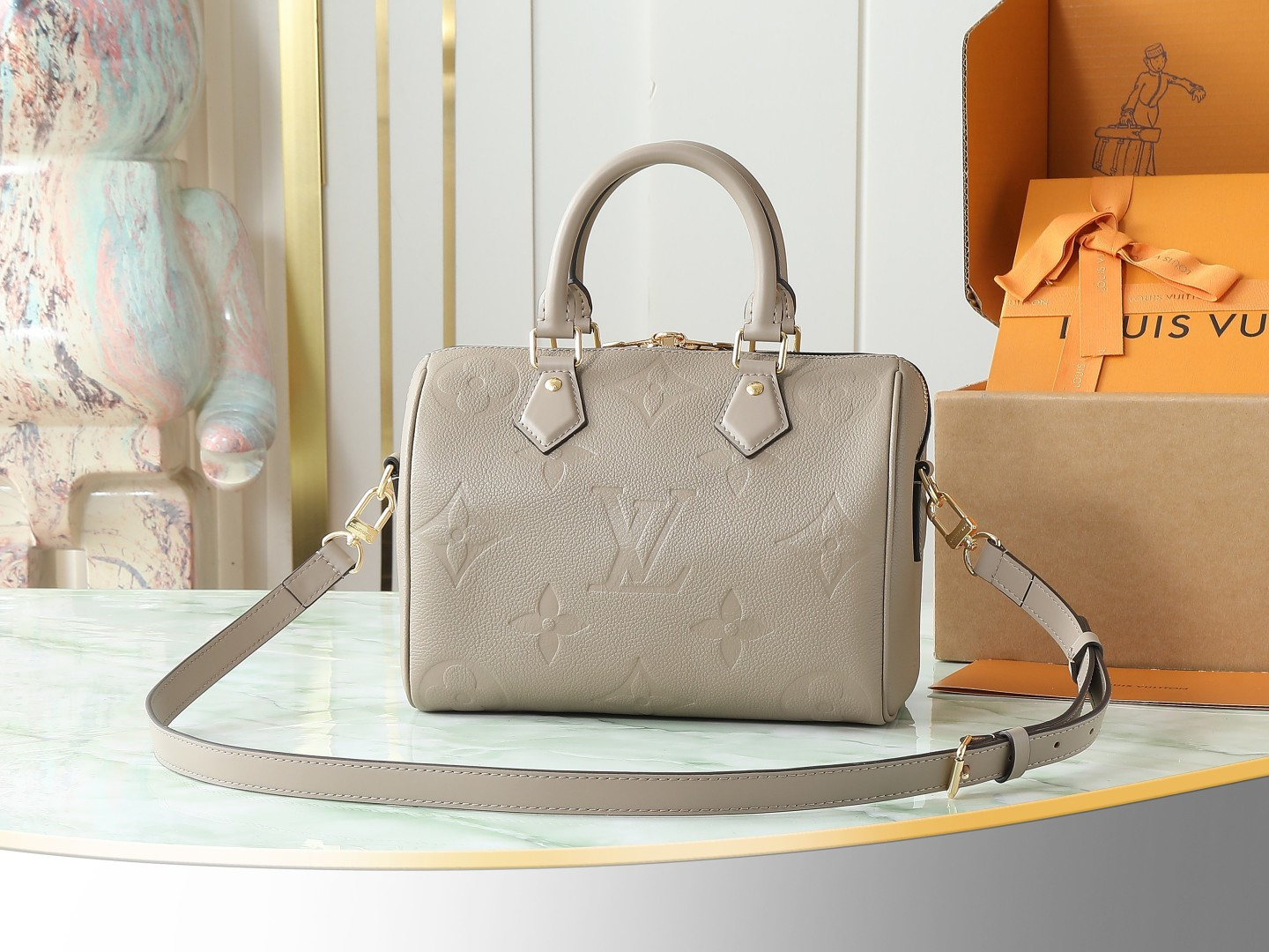 Louis Vuitton Speedy Bandoulière 25 Monogram Empreinte Leather Crossbody Bag - Gray - Image 3