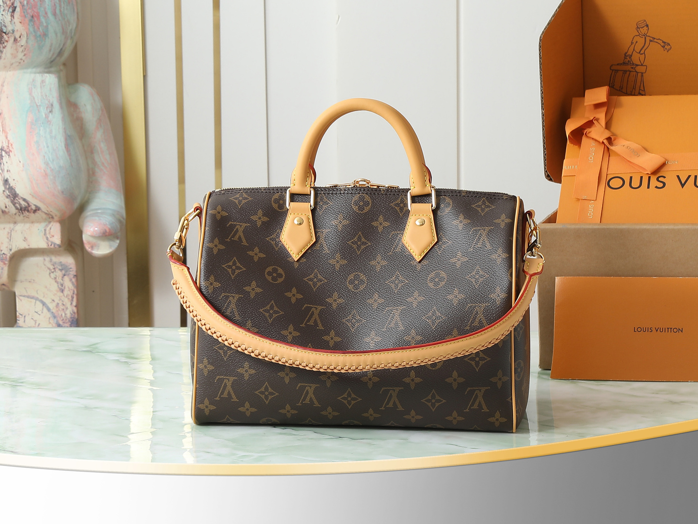 Louis Vuitton Speedy Soft 30 Lucky Handbag in Green Monogram Canvas - Image 3
