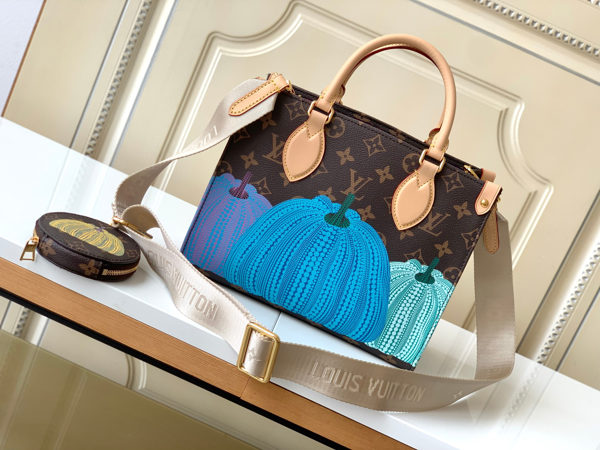 Louis Vuitton OnTheGo Small Handbag with Yayoi Kusama Monogram Canvas - Image 3