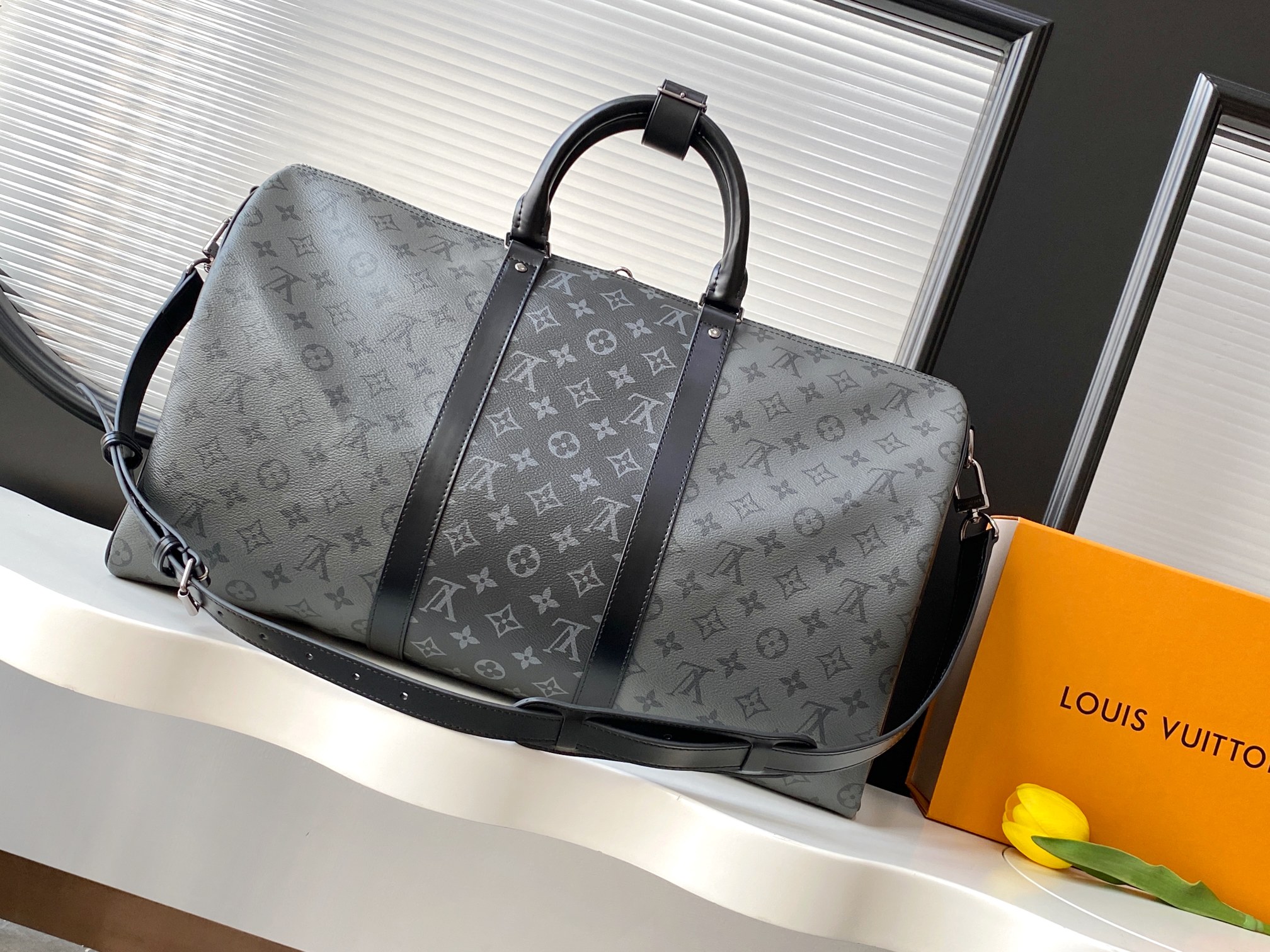 Keepall Bandoulière 50 Travel Bag in Monogram Eclipse Reverse Canvas - Image 3