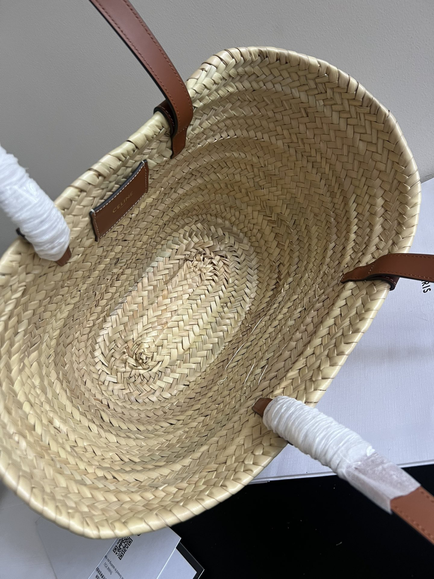 Celine Classic Raffia Basket Tote Bag - Image 3