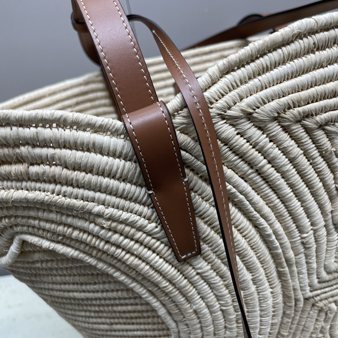 TRIOME Classic Medium Woven Tote Bag in Yellow Brown - Image 3