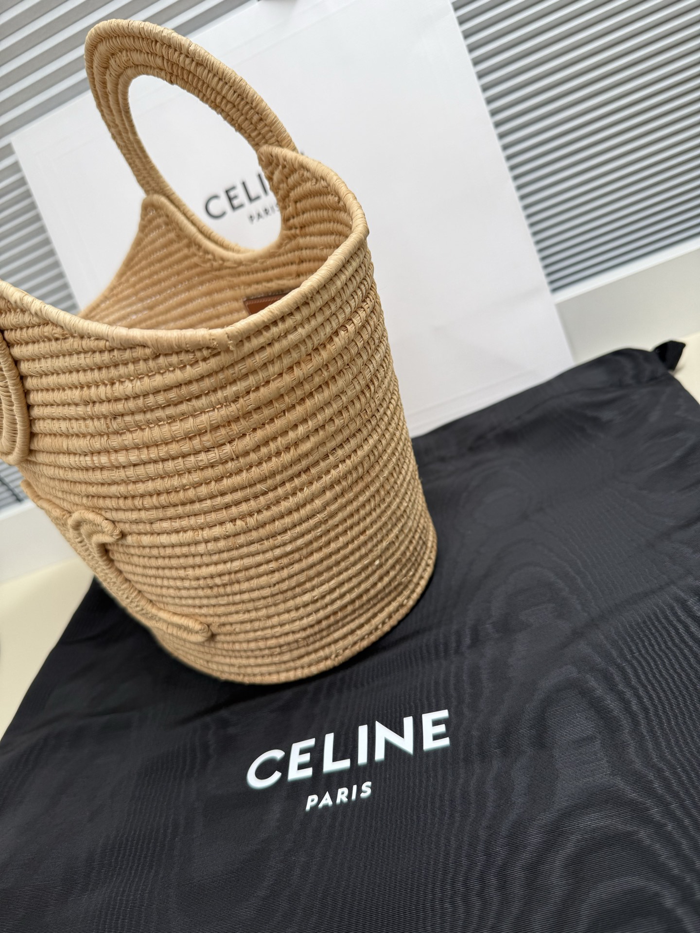 CELINE Raffia Woven Tote Bag - Image 3