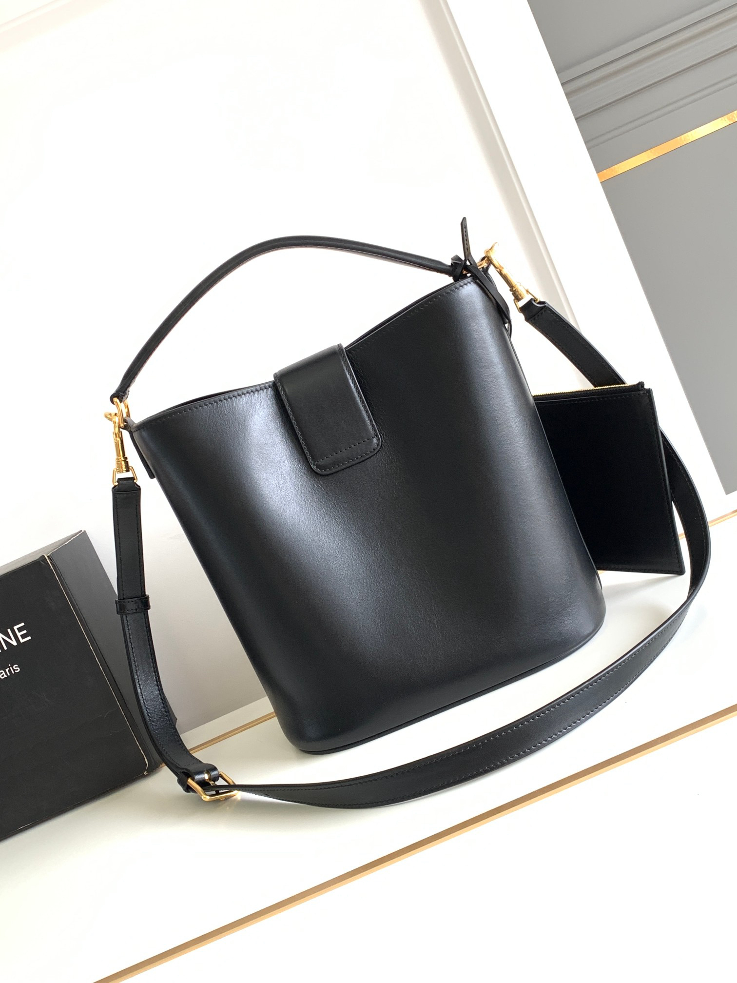 Celine Louise Medium Smooth Calfskin Bucket Bag - Image 3