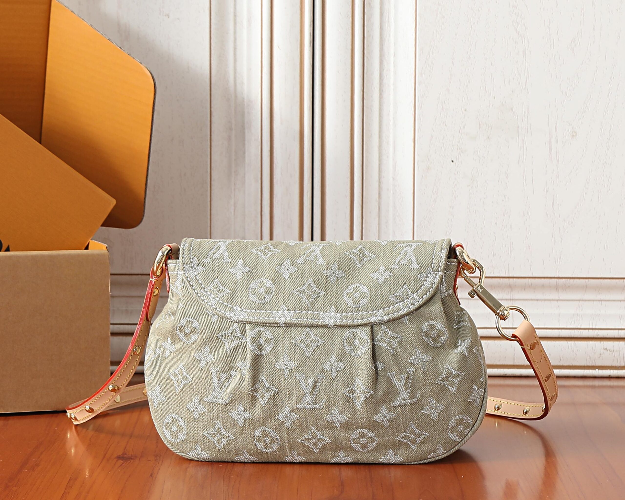 Sunset Handbag in Khaki GOTS-Certified Cotton Denim - Image 3