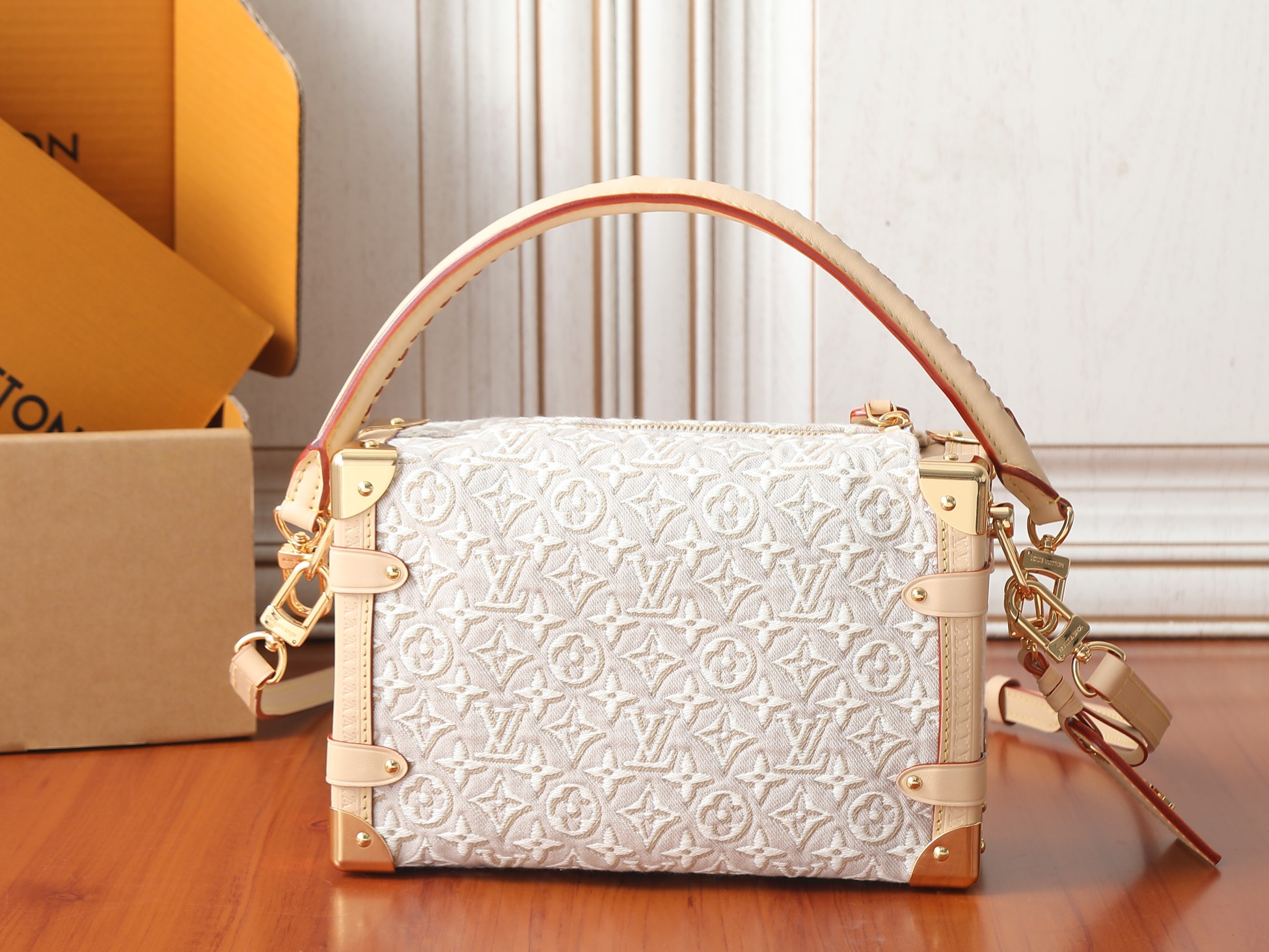 Side Trunk Medium Handbag in Monogram Emblème Canvas - Image 3