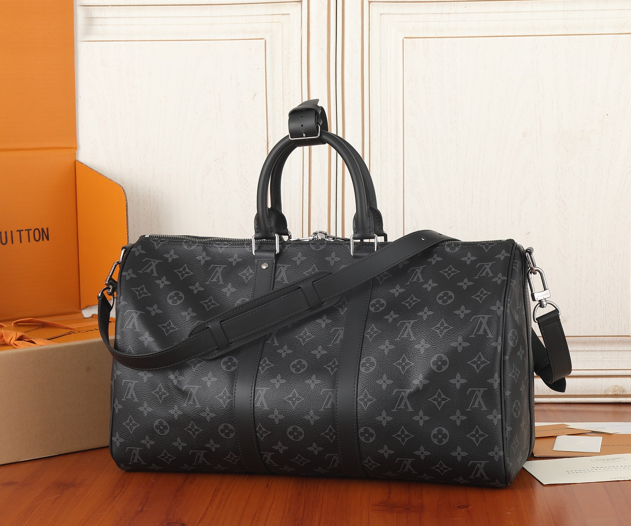 Louis Vuitton Keepall 45 Travel Bag in Monogram Eclipse Canvas - Image 3