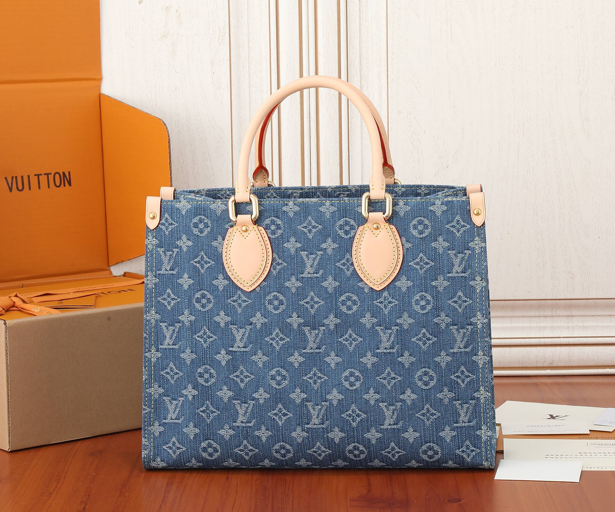 OnTheGo MM Monogram Denim Tote Bag - Image 3