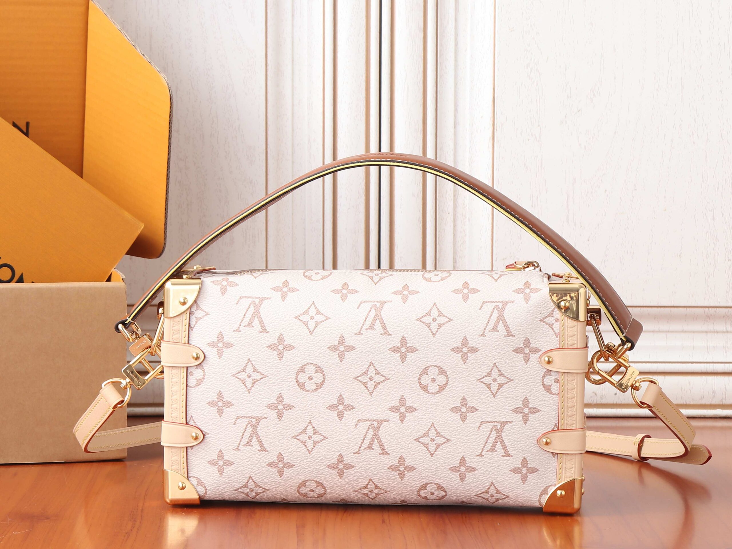 Side Trunk Medium Handbag in Monogram Dune - Image 3