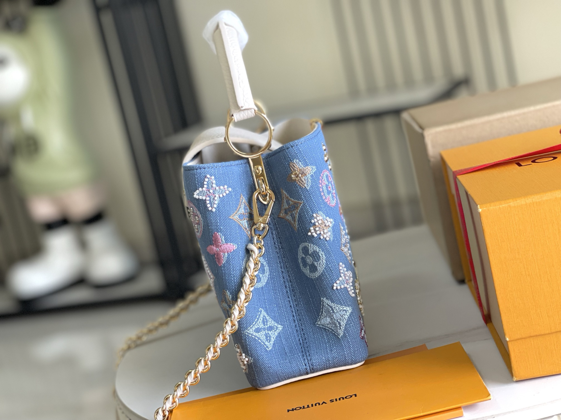Capucines BB Handbag in Denim - Image 3