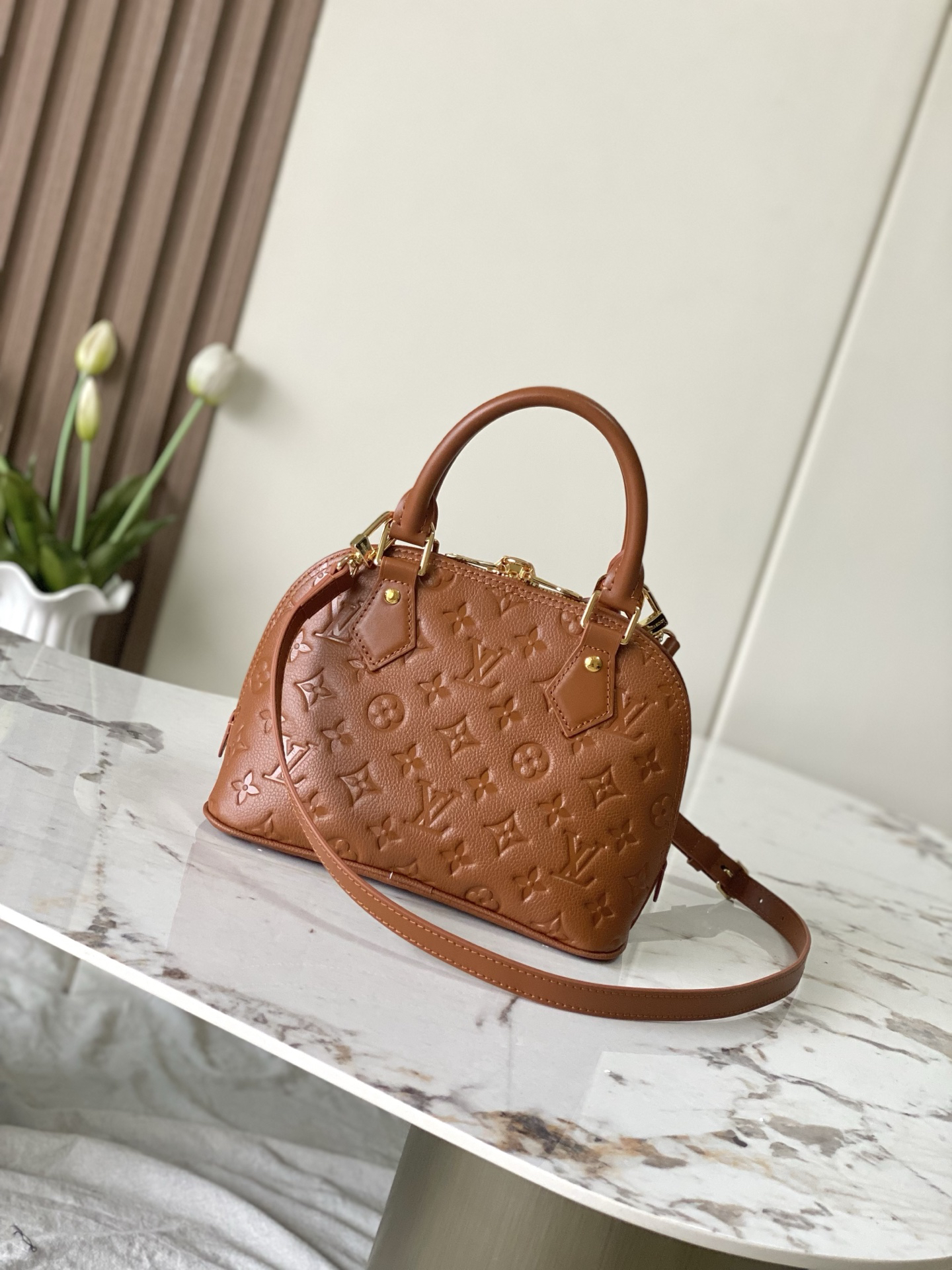 Louis Vuitton Alma BB Handbag in Brown Monogram Empreinte Leather - Image 3