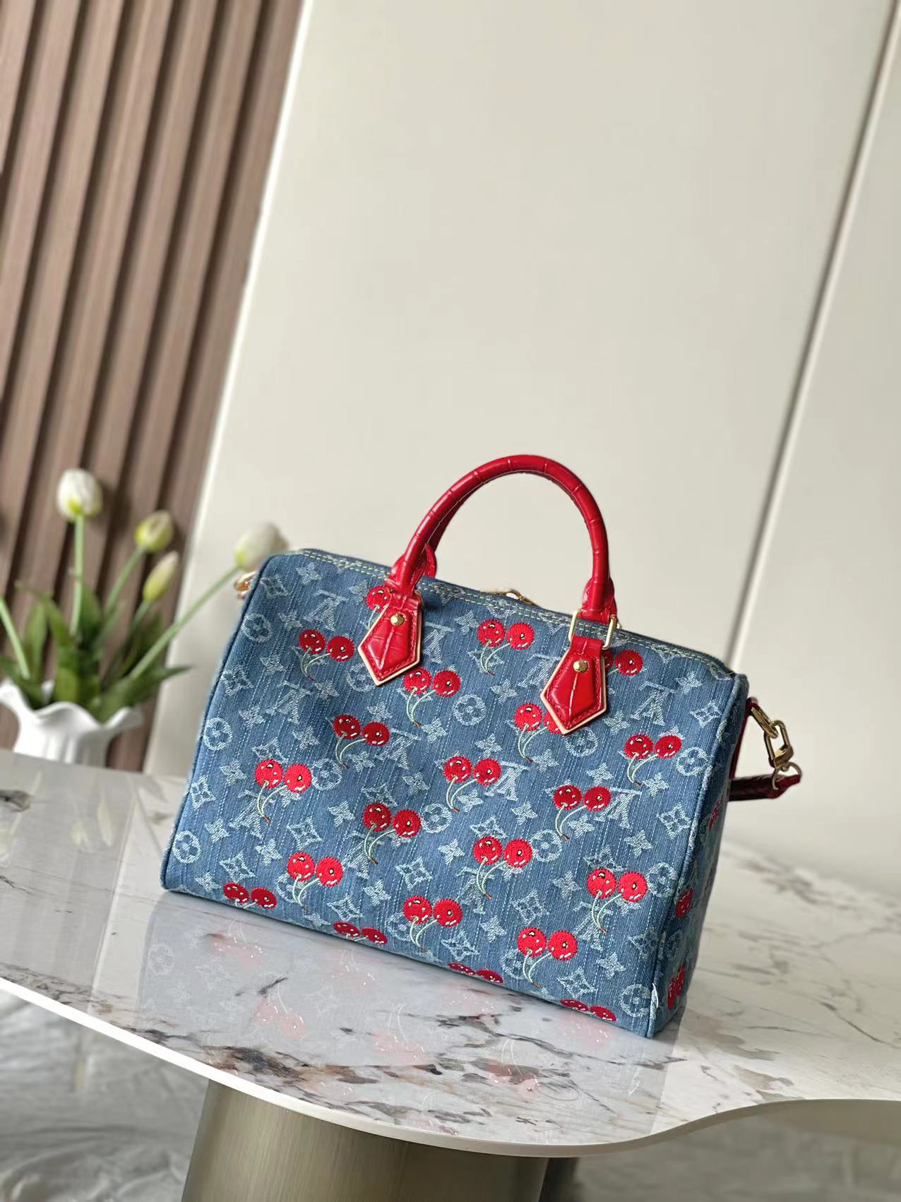 Louis Vuitton Speedy 18 Bandoulière Denim Handbag - Image 3