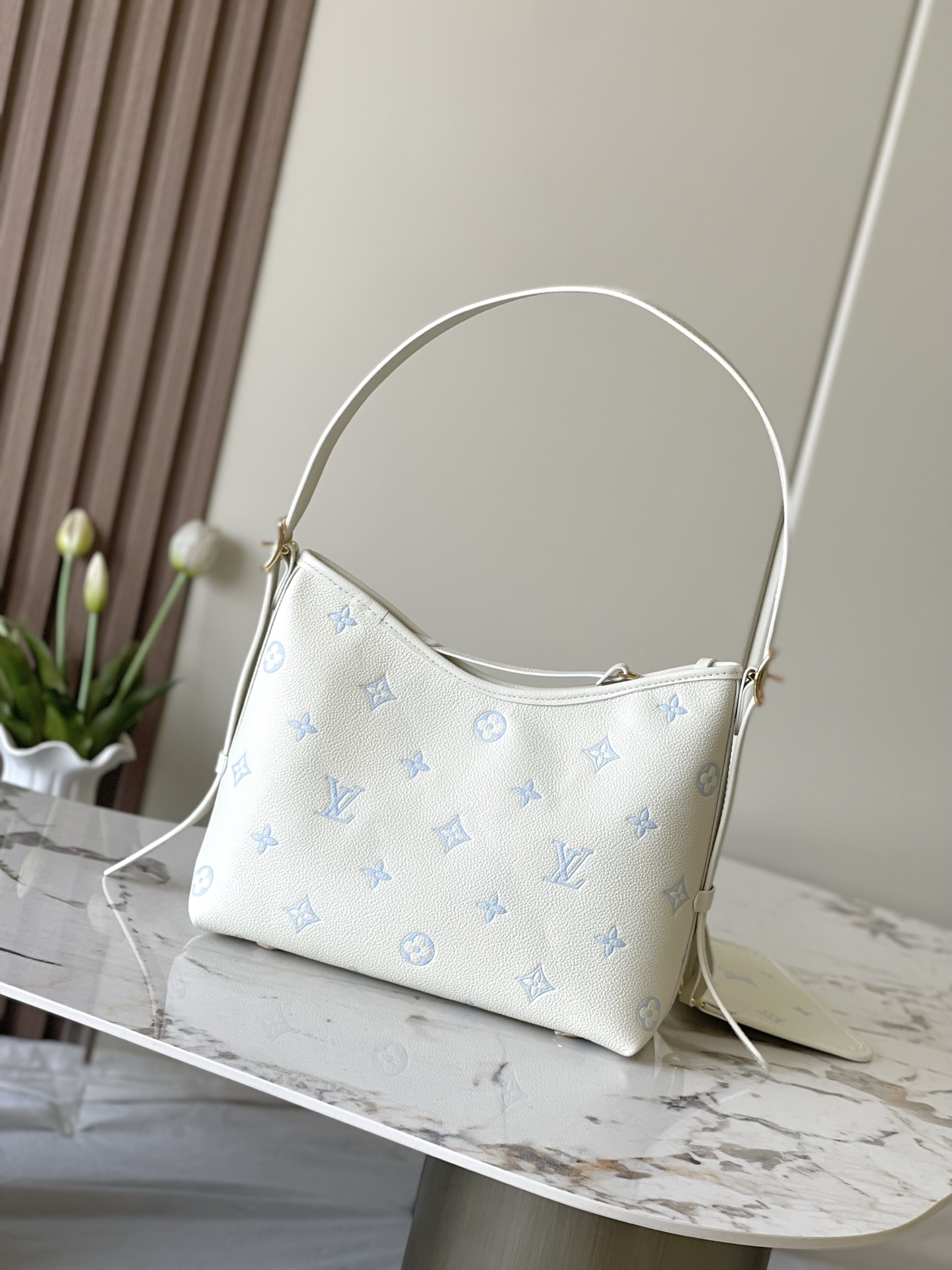 Louis Vuitton CarryAll Small Handbag in Monogram Empreinte Leather, Sea Salt Blue - Image 3