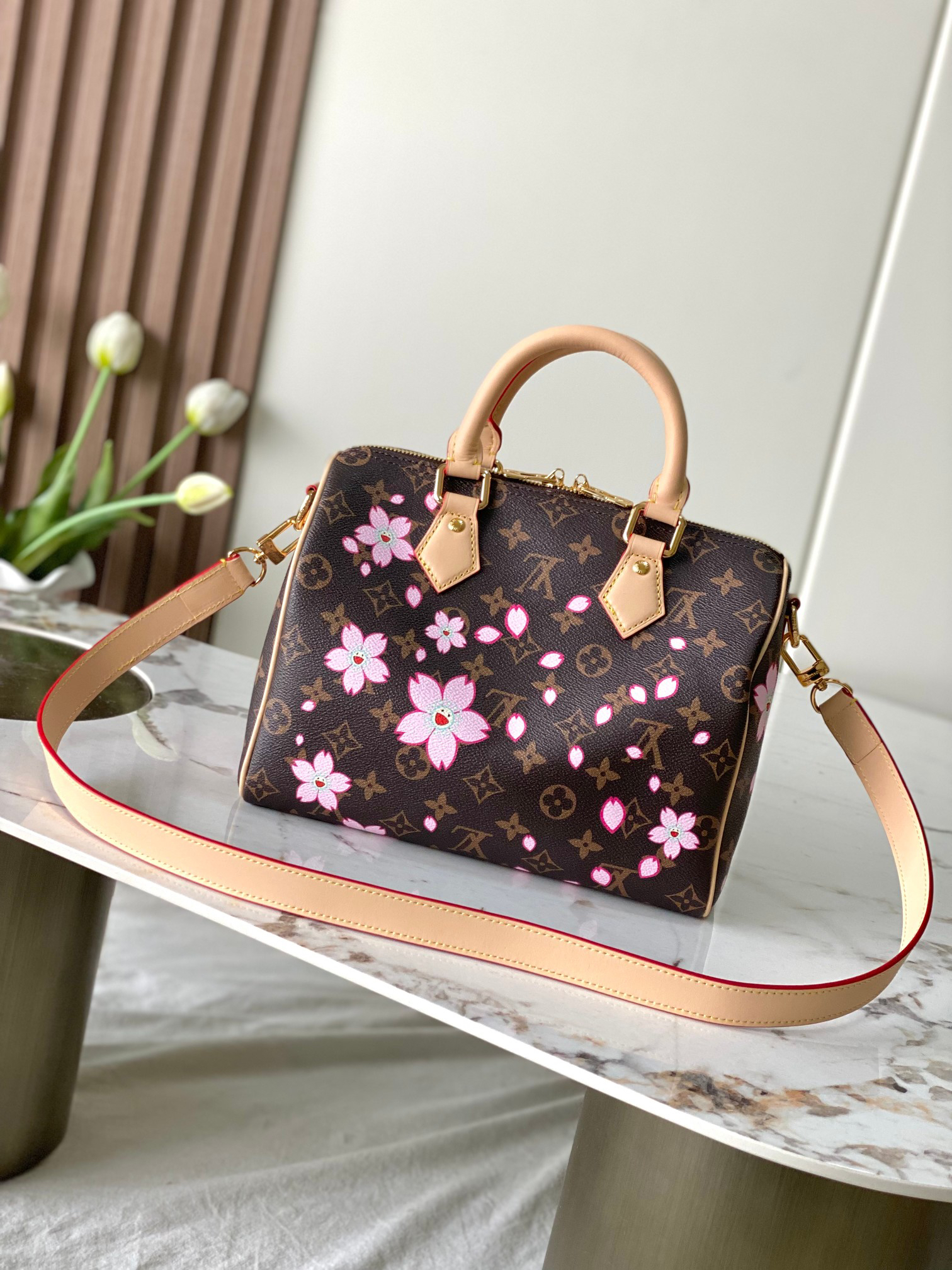 Louis Vuitton x Takashi Murakami Speedy Bandoulière 25 Cherry Blossom Bag - Image 3