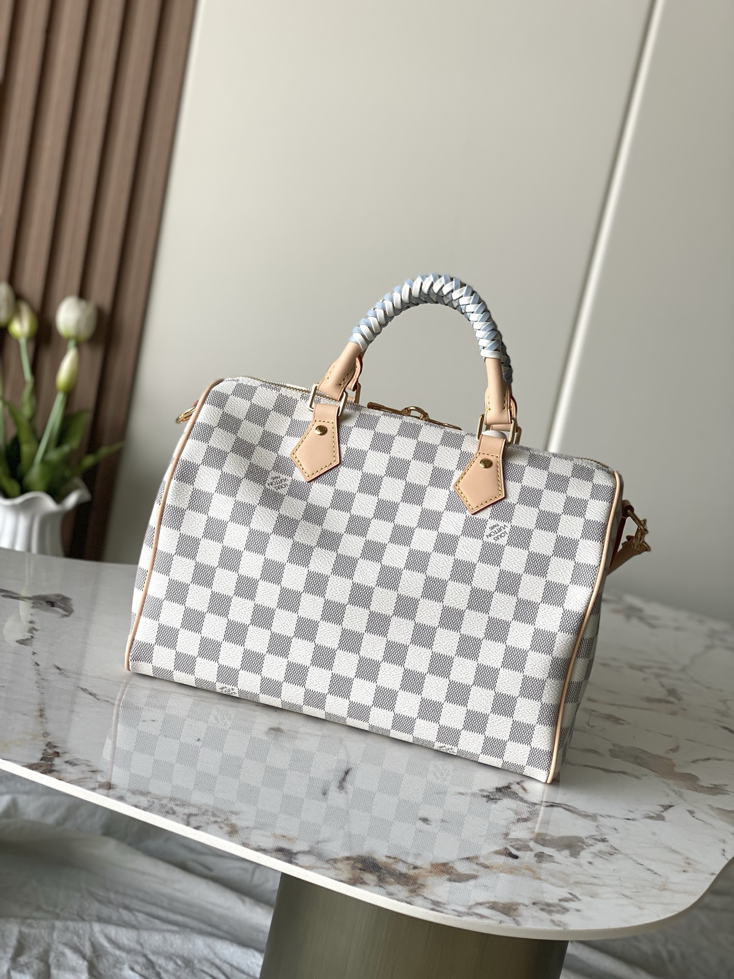 Louis Vuitton Speedy Bandoulière 30 Handbag in Damier Azur Canvas - Image 3